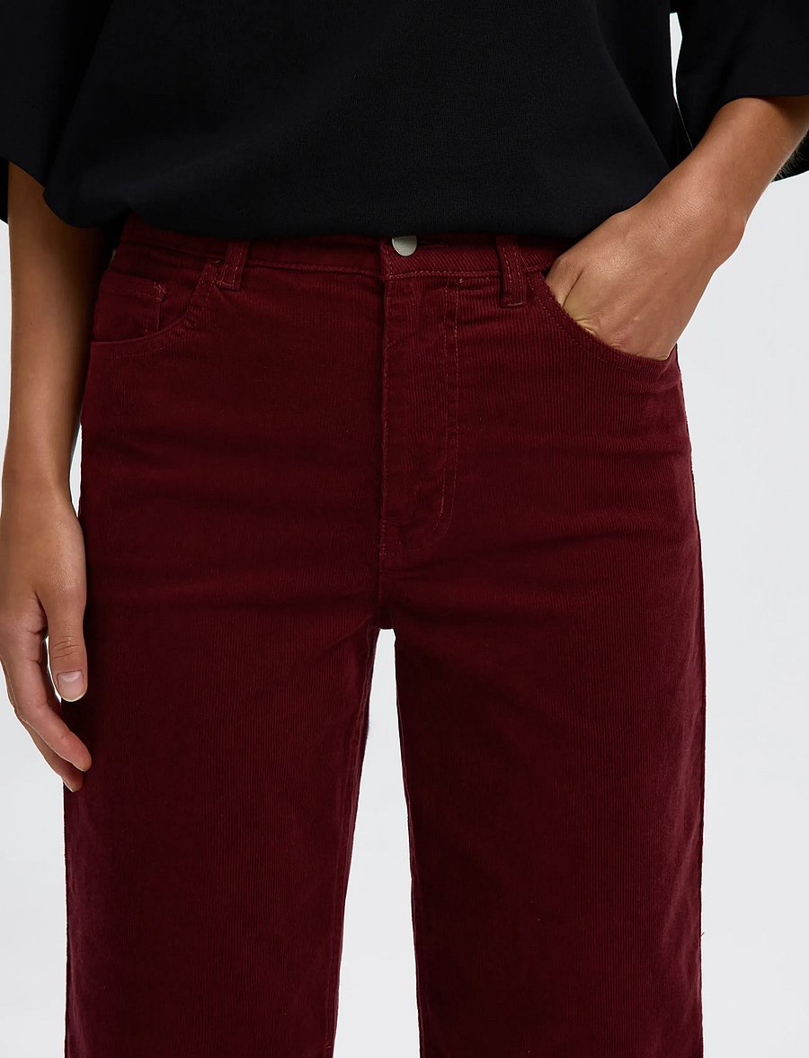 Selected - SLWWIDE RUNA HW CORDUROY PANT NOOS - vida jeans - tawny port - 4