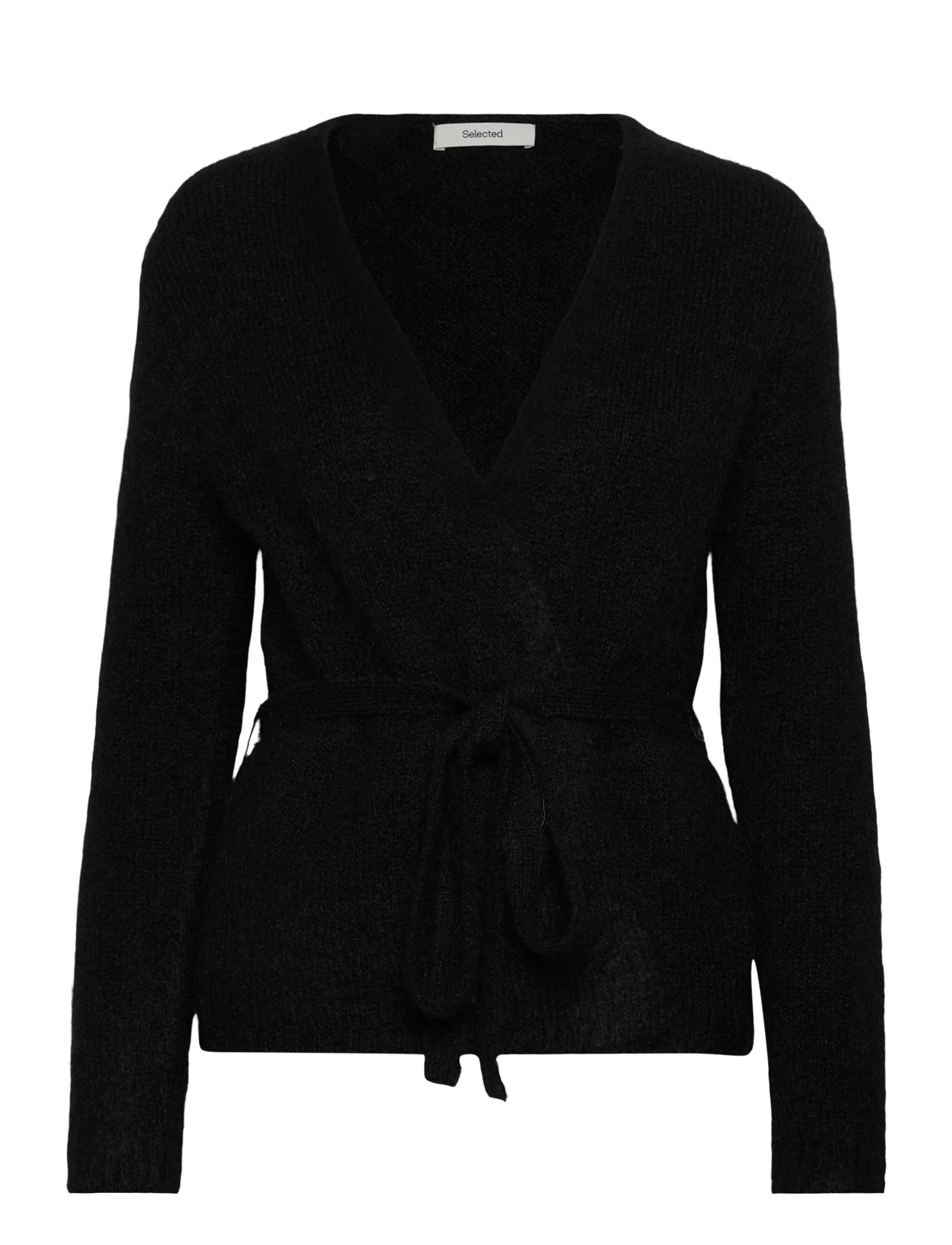 Selected Slfgabella Ls Knit Belt Cardigan, XL, Black, Strik > Cardigans, Dame
