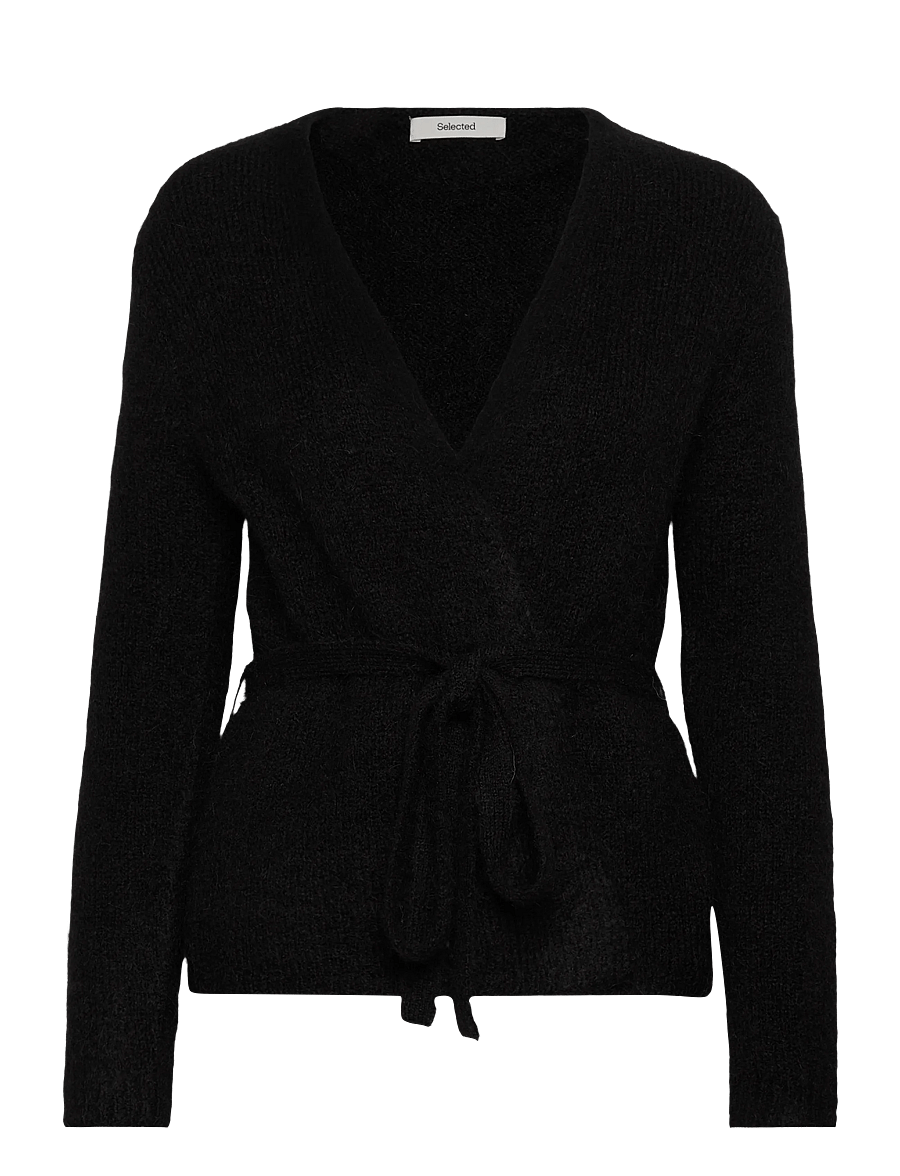 Selected - SLFGABELLA LS KNIT BELT CARDIGAN - gilets - black - 0