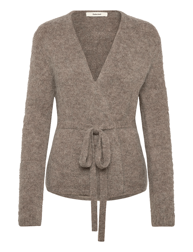 Selected - SLFGABELLA LS KNIT BELT CARDIGAN - cardigans - steel gray - 0