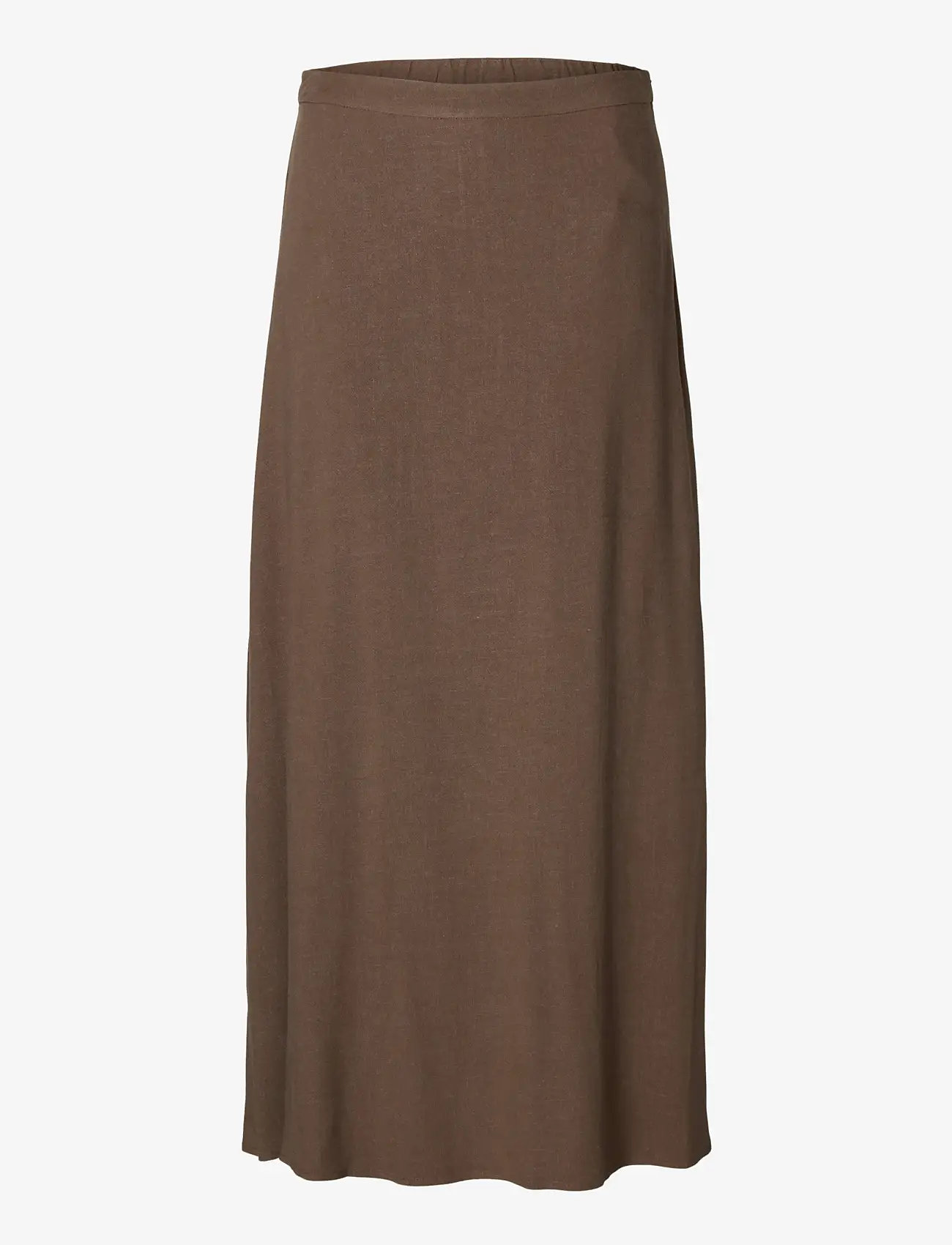 Selected - SLFVIVA HW ANKLE LINEN BLEND SKIRT NOOS - maxi röcke - chocolate chip - 1