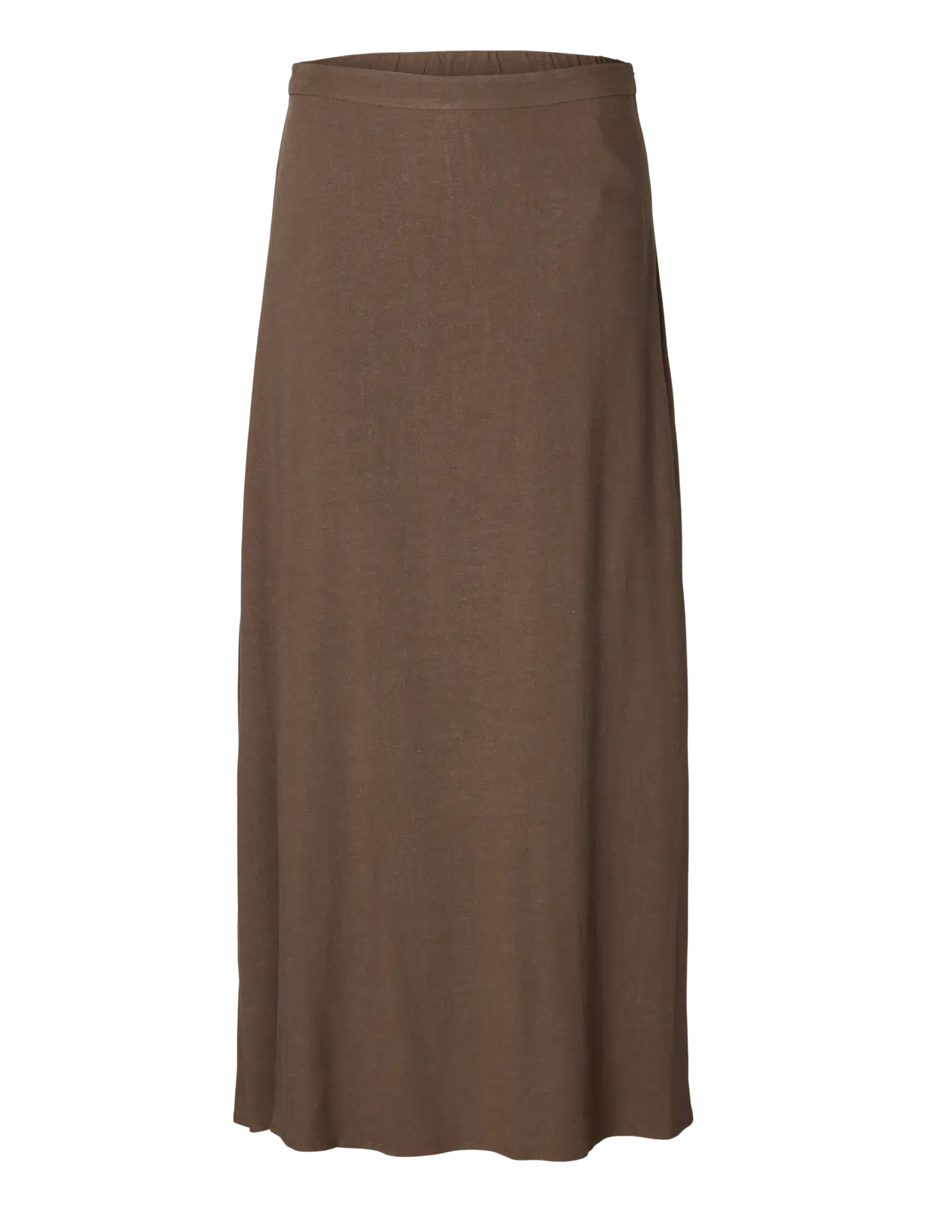Selected SLFVIVA HW ANKLE LINEN BLEND SKIRT NOOS - Maxi nederdele - CHOCOLATE CHIP / brown