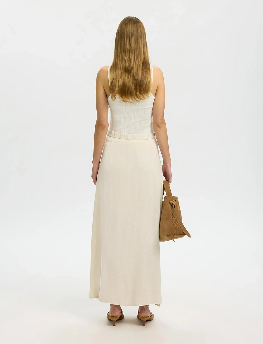 Selected - SLFVIVA HW ANKLE LINEN BLEND SKIRT NOOS - maxi röcke - sandshell - 2
