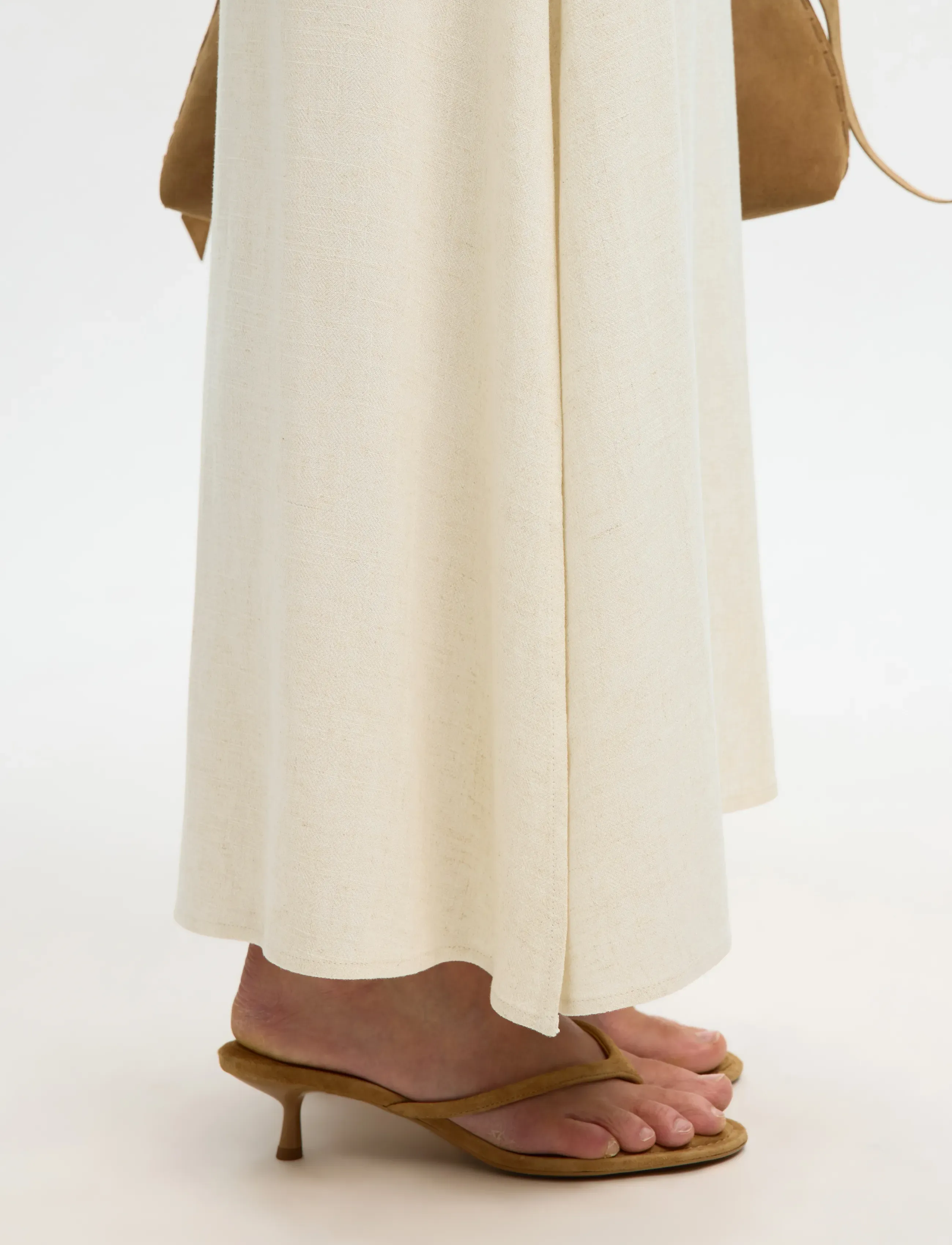 Selected - SLFVIVA HW ANKLE LINEN BLEND SKIRT NOOS - lange skjørt - sandshell - 4
