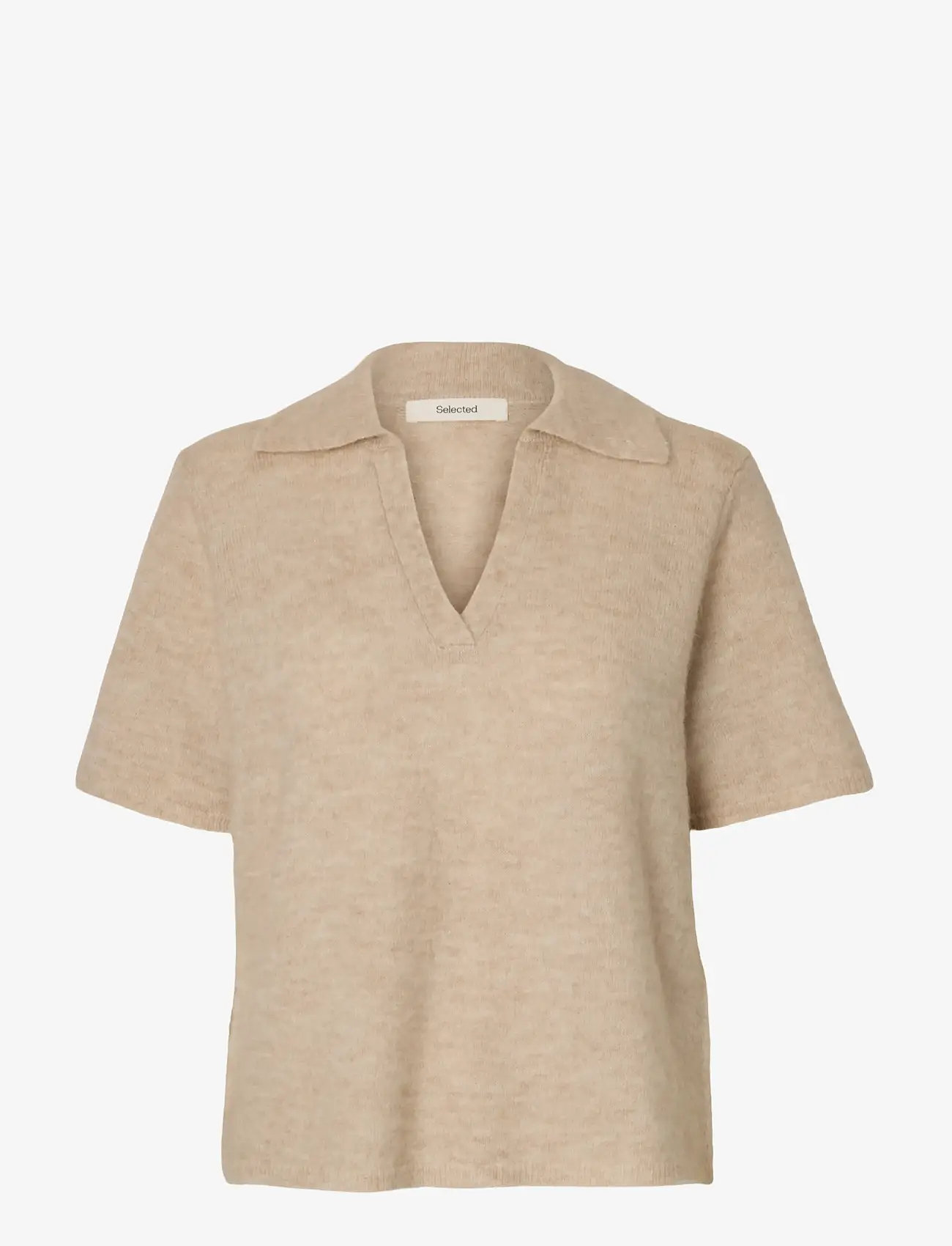 Selected - SLFLULU SS KNIT POLO NOOS - pikéer - birch - 1