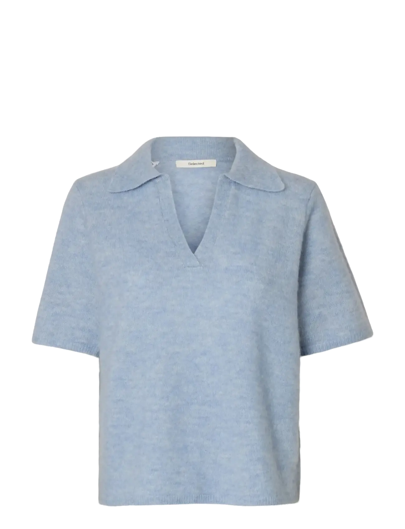 SLFLULU SS KNIT POLO NOOS - CASHMERE BLUE