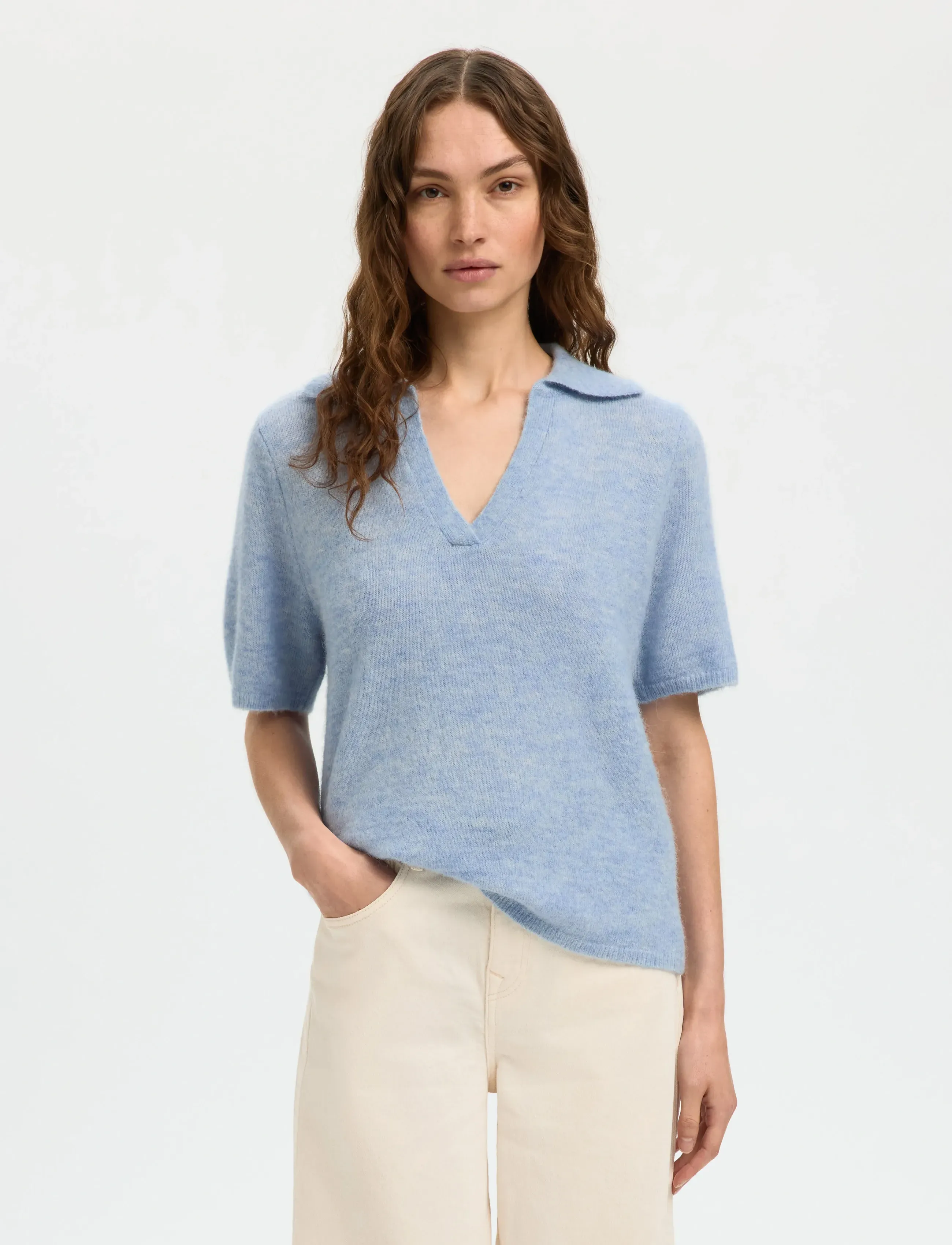 Slflulu Ss Knit Polo Noos