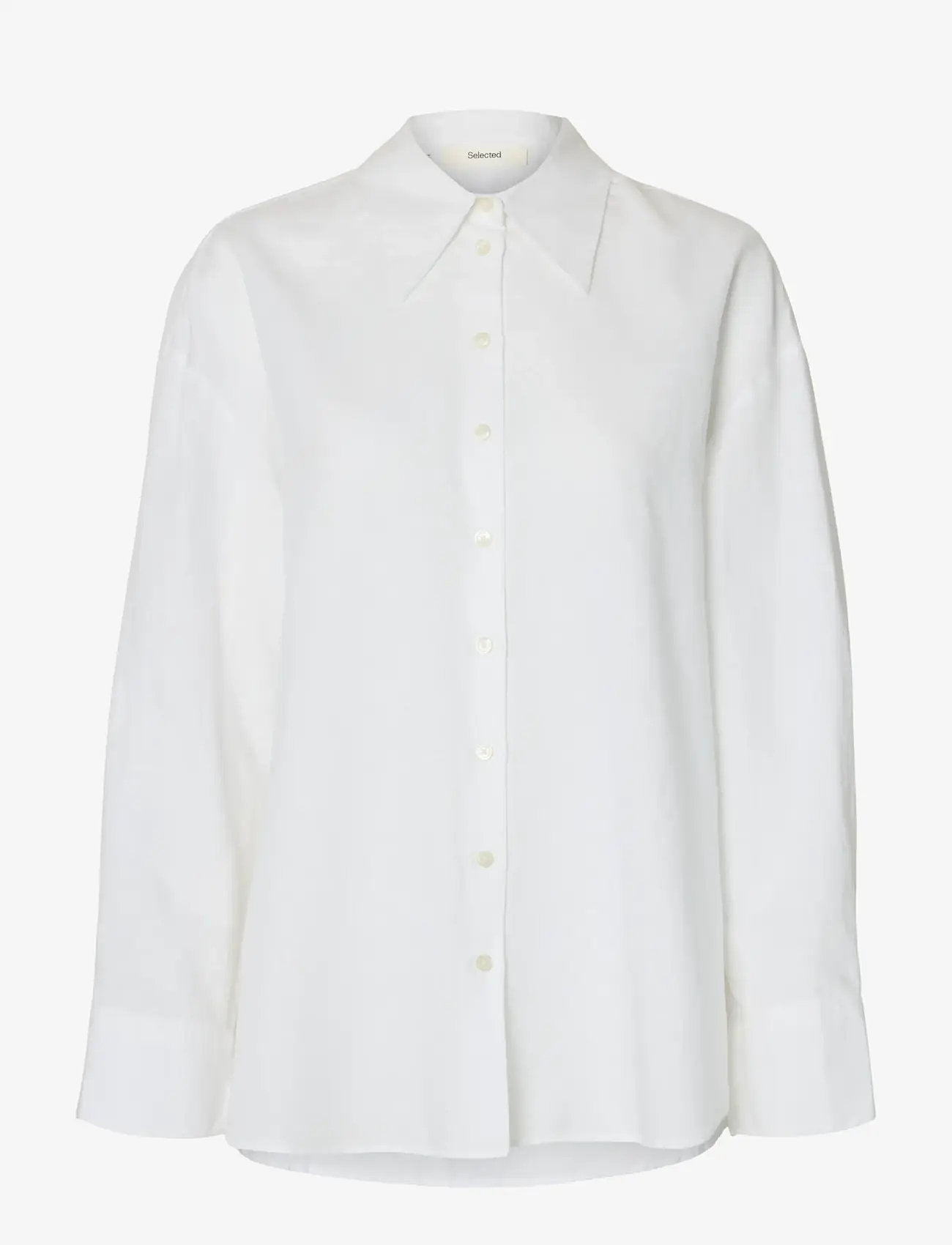 Selected - SLFCLEO OVERSIZE LINEN BLEND SHIRT NOOS - pikkade varrukatega särgid - bright white - 1