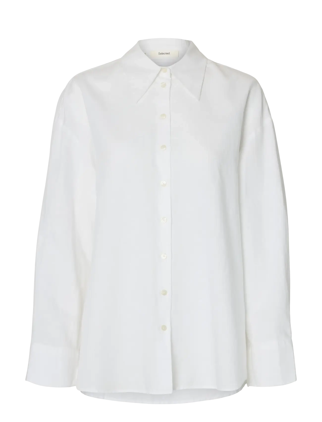 Selected SLWCLEO OVERSIZE LINEN BLEND SHIRT NOOS - Tøj - BRIGHT WHITE / white