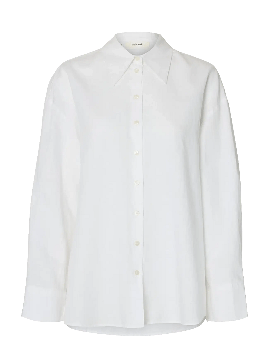 Selected - SLWCLEO OVERSIZE LINEN BLEND SHIRT NOOS - chemises à manches longues - bright white - 1
