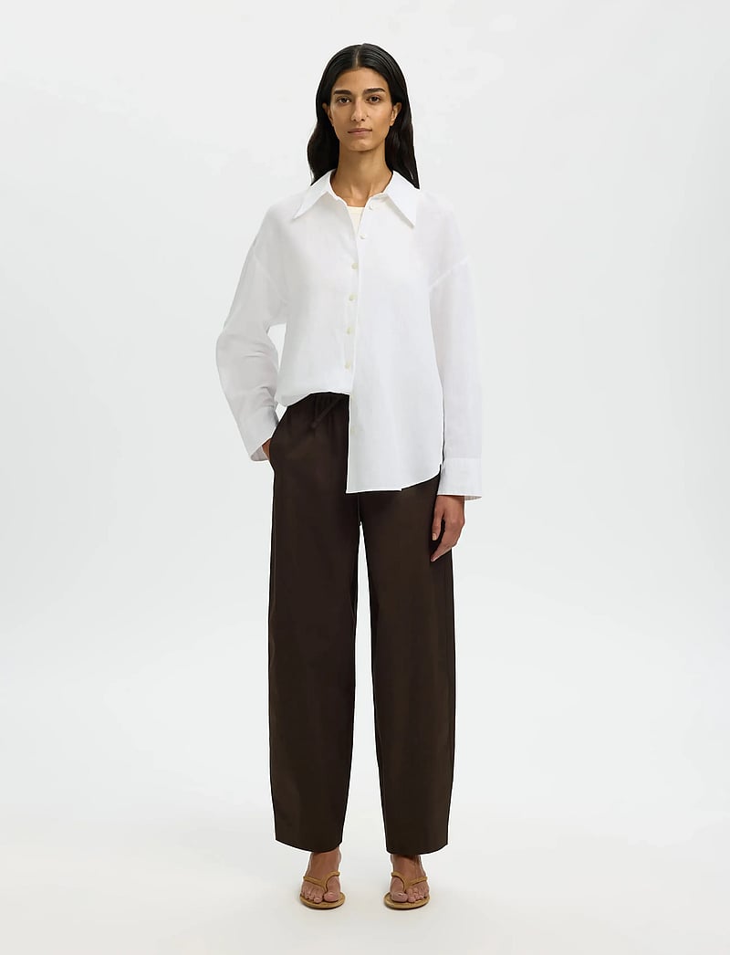 Selected - SLFCLEO OVERSIZE LINEN BLEND SHIRT NOOS - pikkade varrukatega särgid - bright white - 3