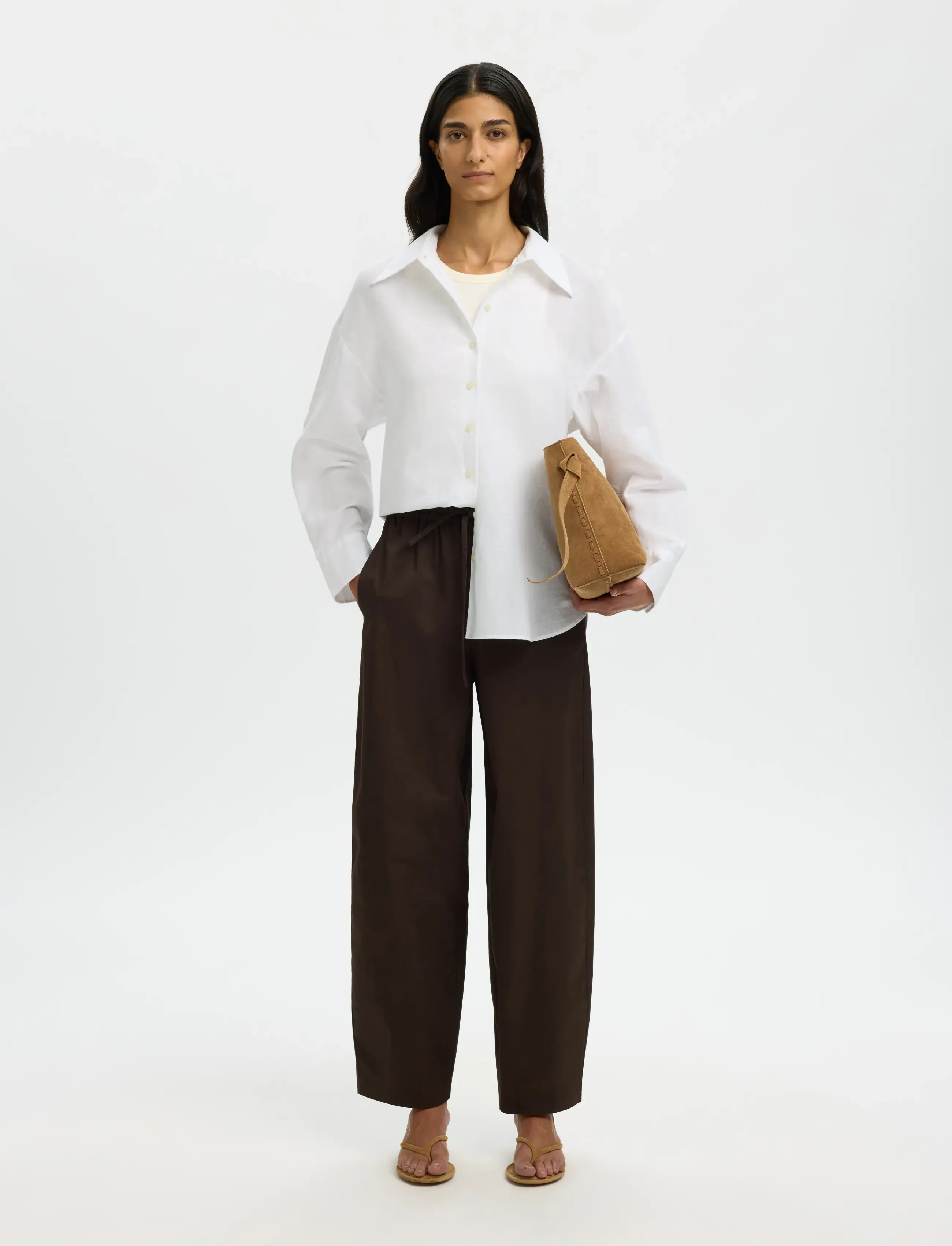 Selected - SLWCLEO OVERSIZE LINEN BLEND SHIRT NOOS - chemises à manches longues - bright white - 5