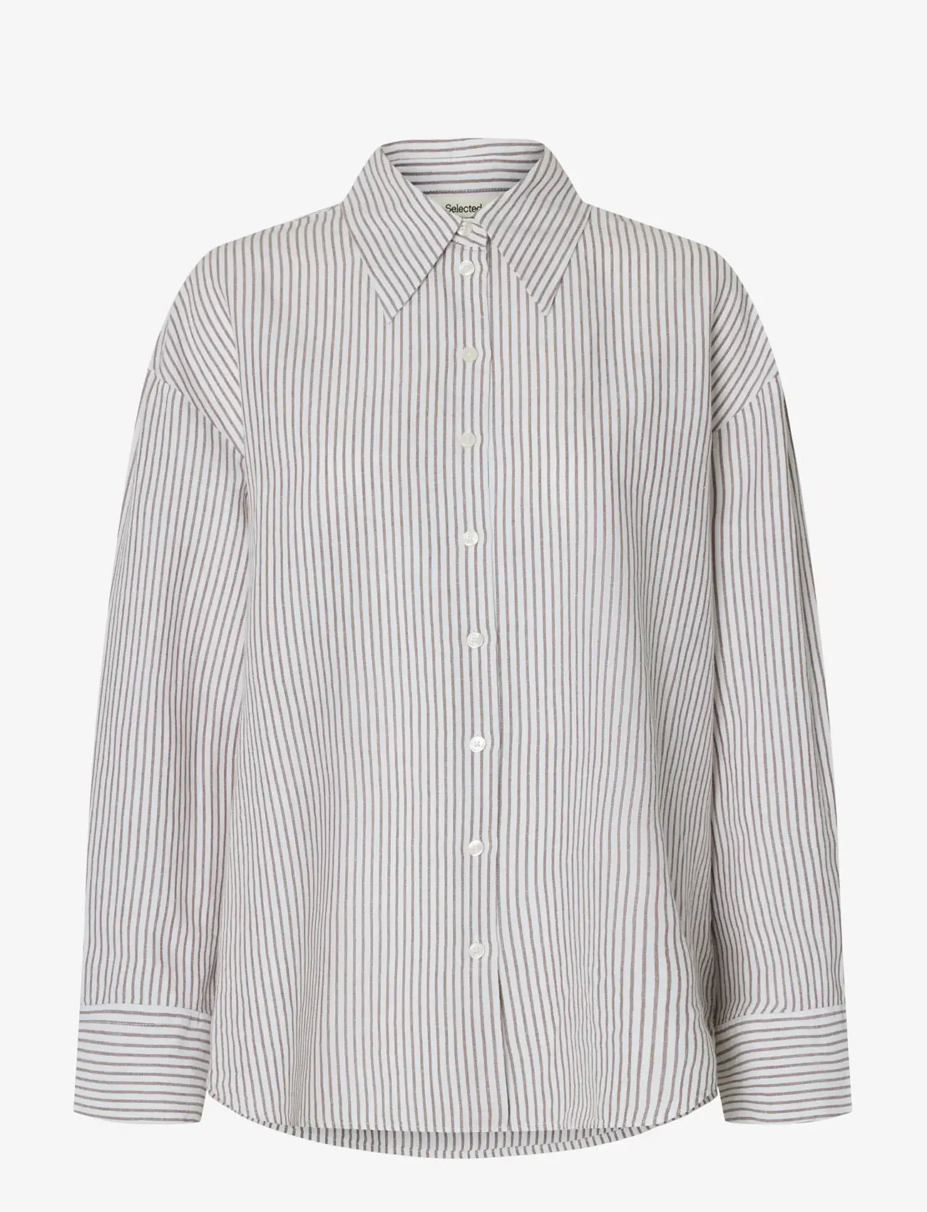 Selected - SLWCLEO OVERSIZE LINEN BLEND SHIRT NOOS - langärmlige hemden - bright white - 1