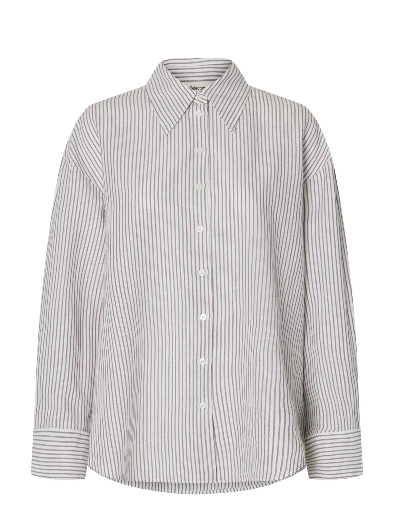 Selected SLWCLEO OVERSIZE LINEN BLEND SHIRT NOOS - Tøj - BRIGHT WHITE / white
