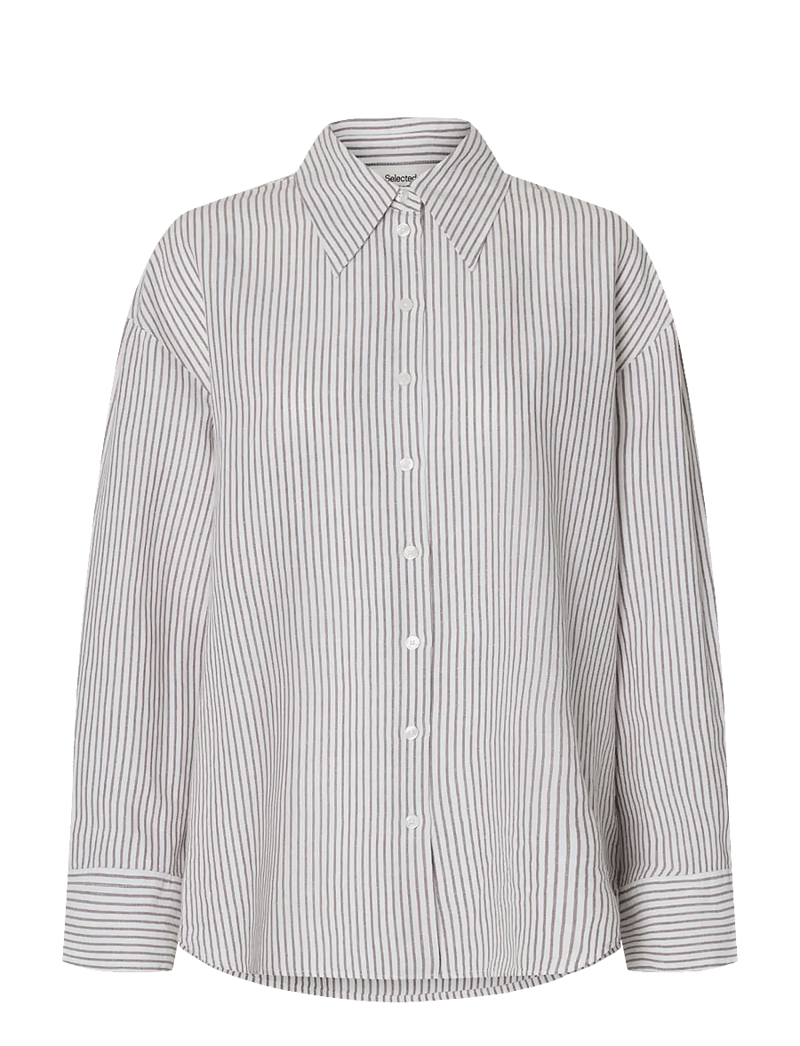 Selected - SLWCLEO OVERSIZE LINEN BLEND SHIRT NOOS - chemises à manches longues - bright white - 1