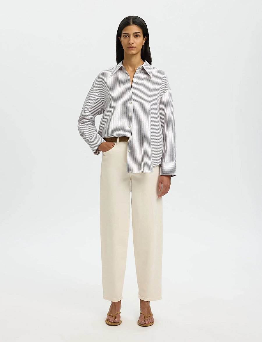 Selected - SLWCLEO OVERSIZE LINEN BLEND SHIRT NOOS - langærmede skjorter - bright white - 3