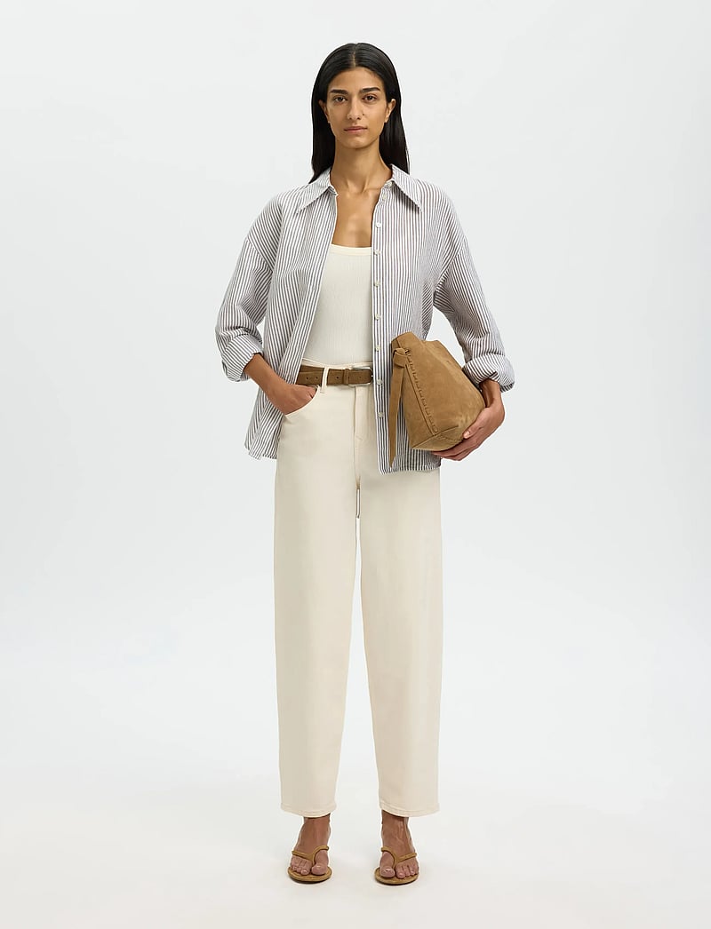 Selected - SLWCLEO OVERSIZE LINEN BLEND SHIRT NOOS - langärmlige hemden - bright white - 5