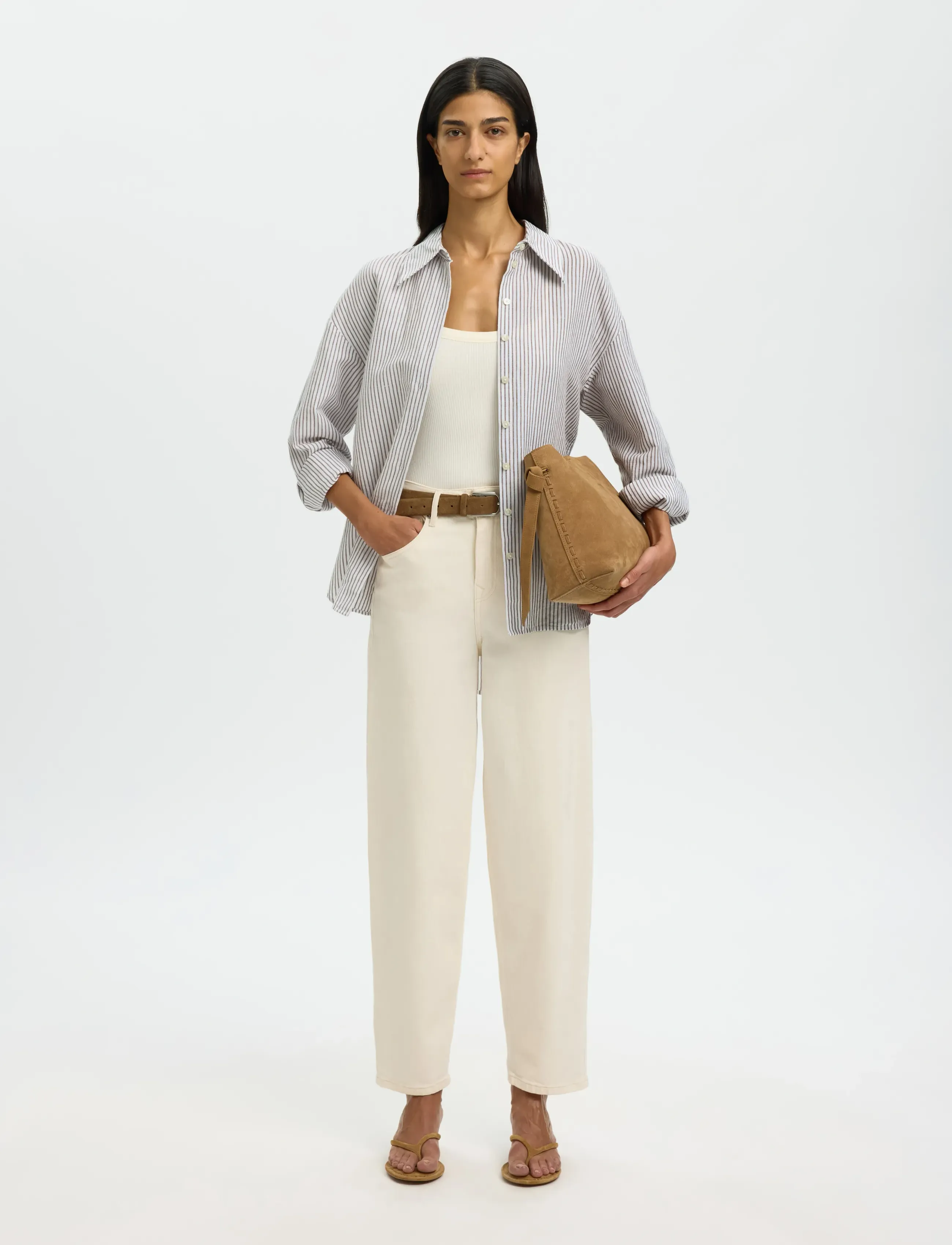 Selected - SLWCLEO OVERSIZE LINEN BLEND SHIRT NOOS - langærmede skjorter - bright white - 5