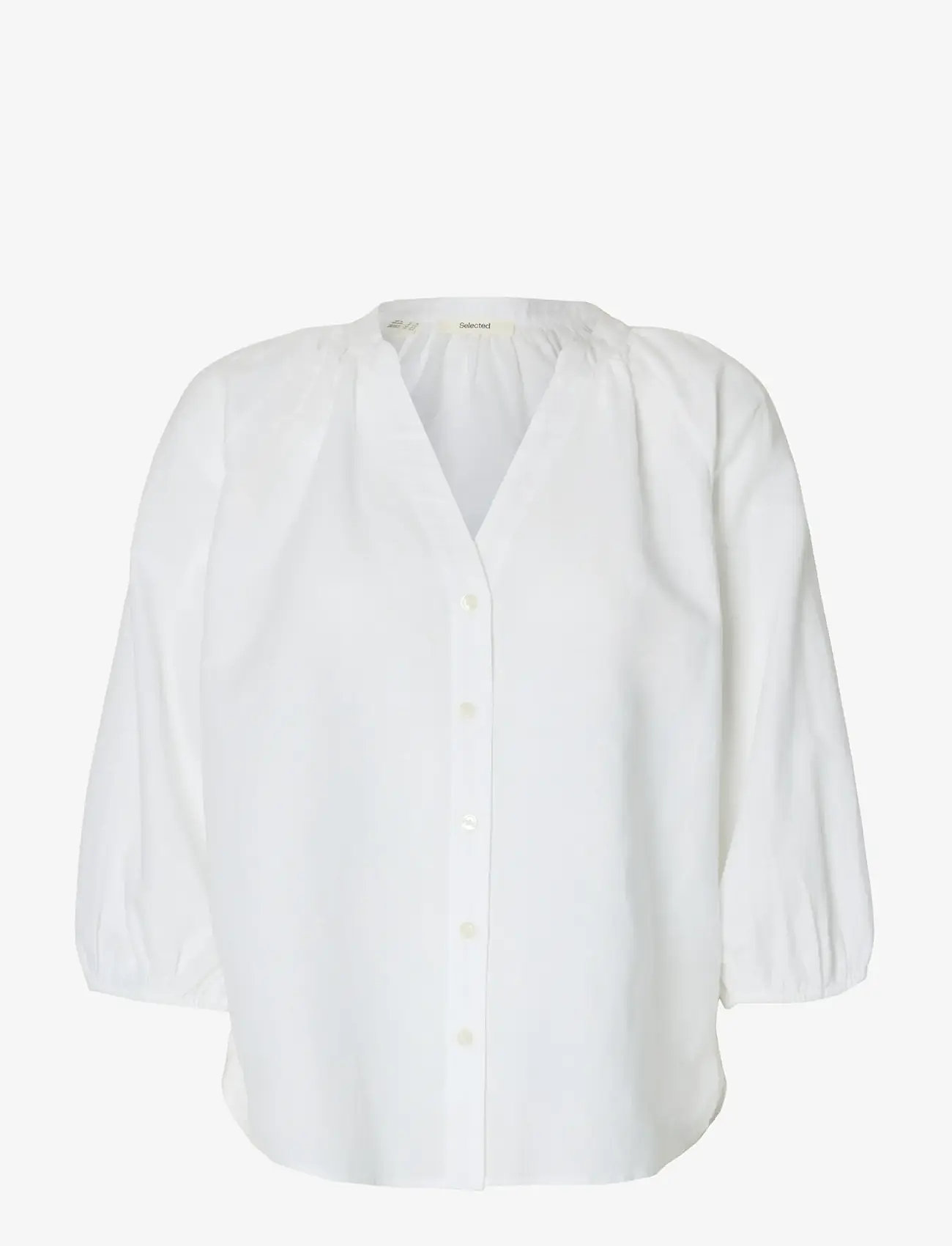 Selected - SLFCLEO-ALBERTA LINEN BLEND SHIRT NOOS - langärmlige blusen - bright white - 1