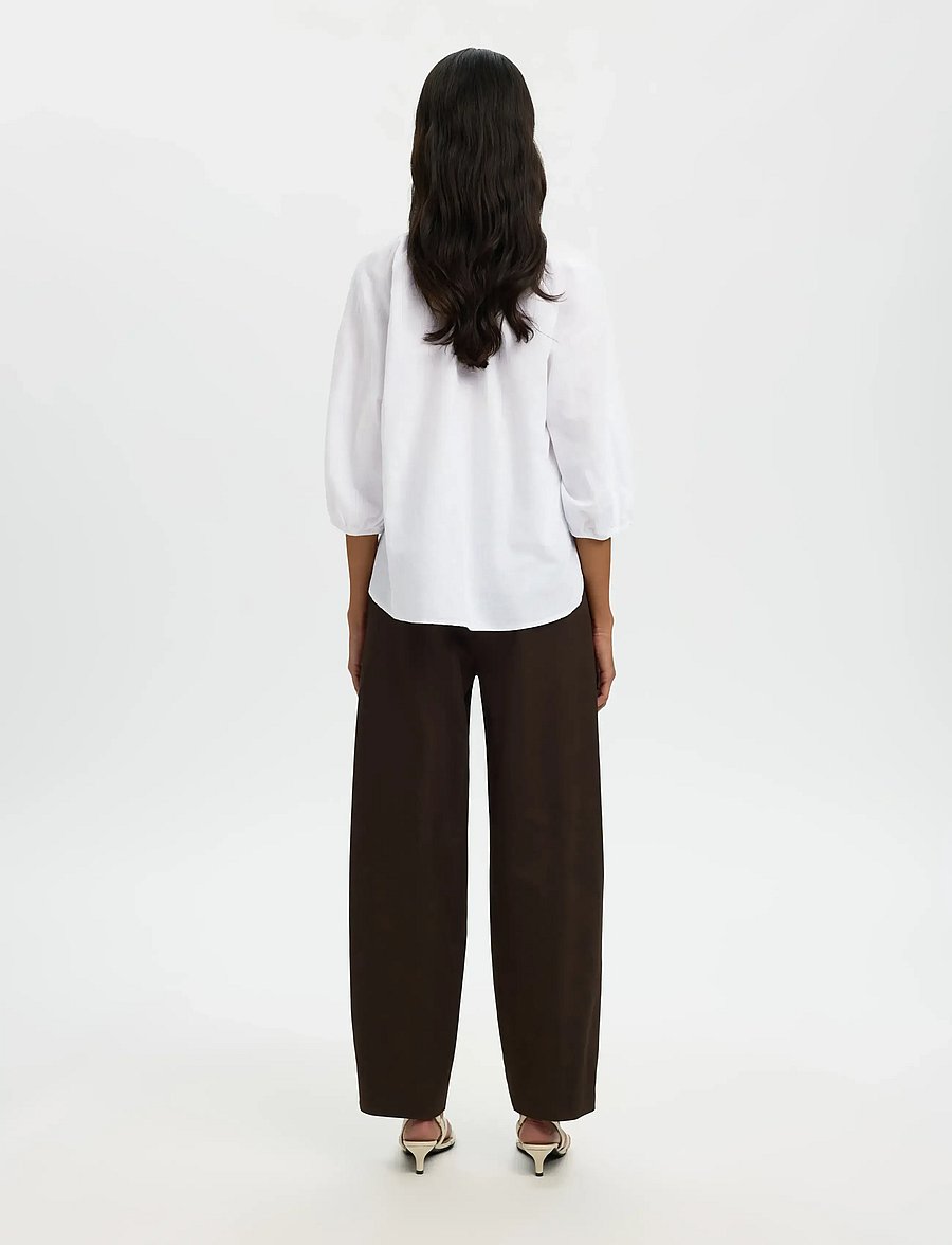 Selected - SLWCLEO-ALBERTA LINEN BLEND SHIRT NOOS - long sleeved blouses - bright white - 2