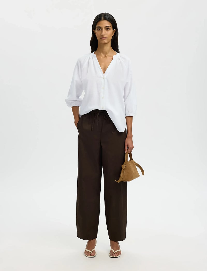 Selected - SLFCLEO-ALBERTA LINEN BLEND SHIRT NOOS - langärmlige blusen - bright white - 5