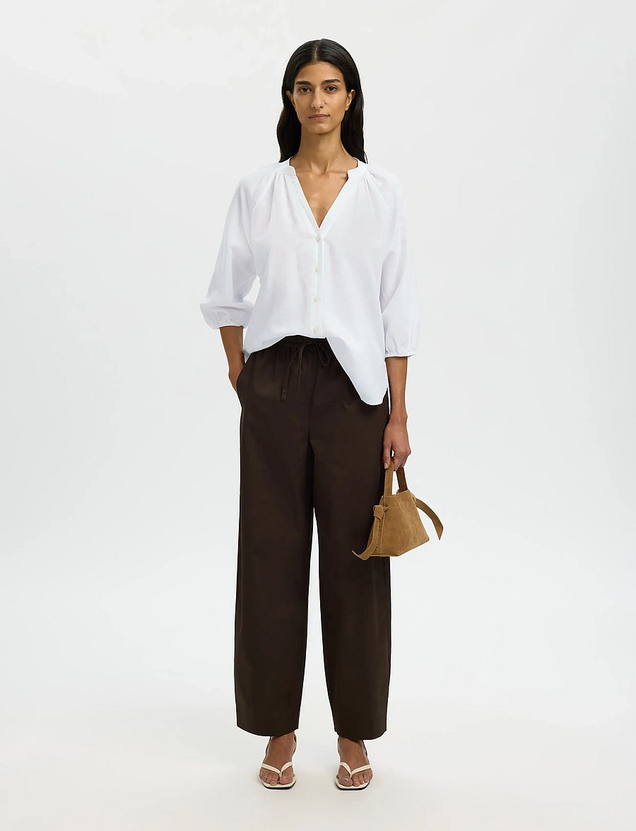 Selected - SLWCLEO-ALBERTA LINEN BLEND SHIRT NOOS - long sleeved blouses - bright white - 5