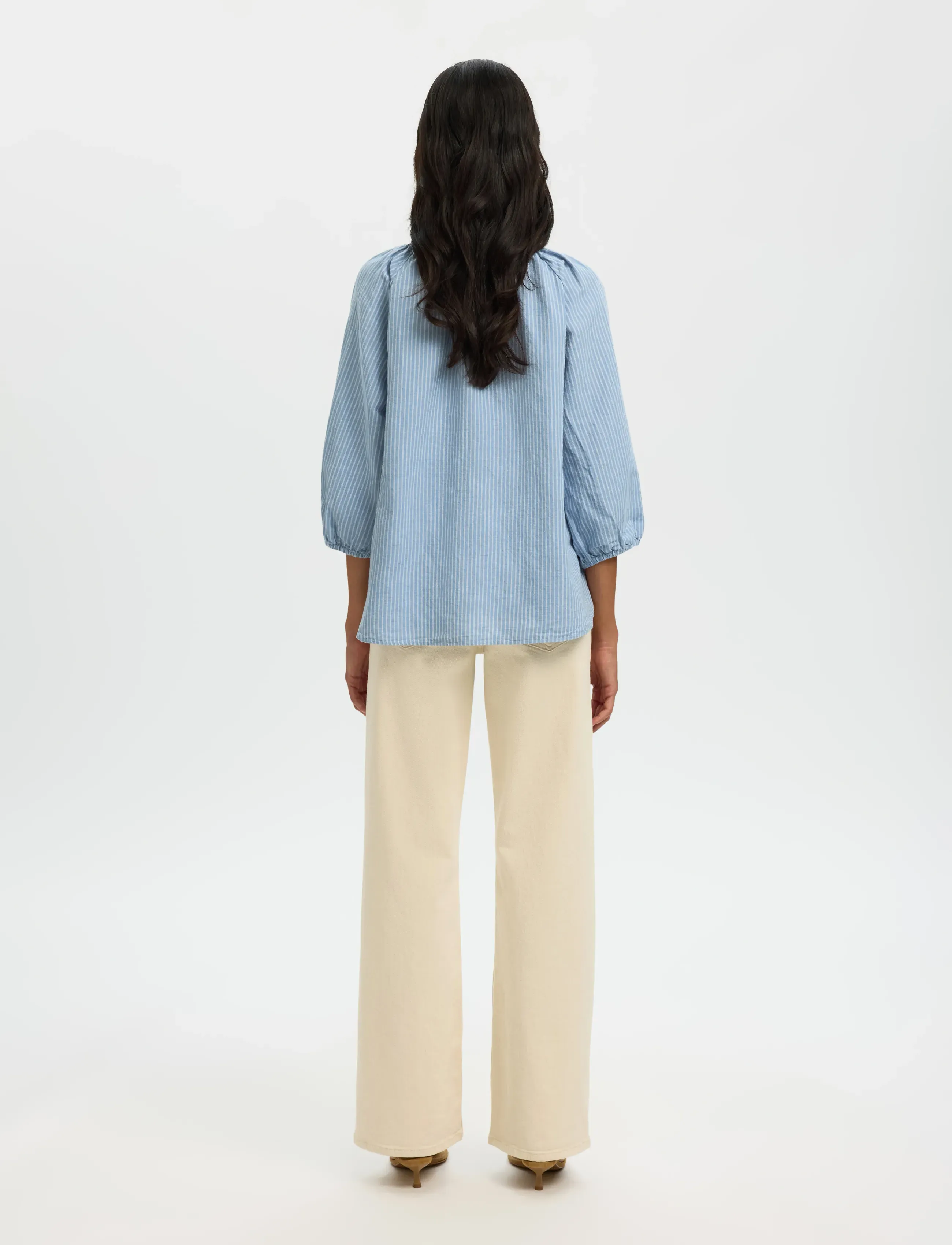 Selected - SLWCLEO-ALBERTA LINEN BLEND SHIRT NOOS - langærmede bluser - dusty blue - 2