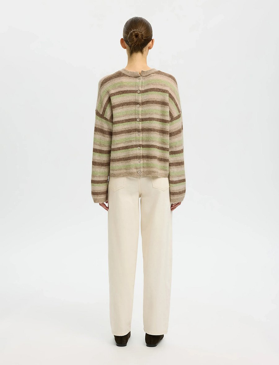 Selected - SLFLULU LS KNIT BUTTON O-NECK - megztiniai - pure cashmere - 3