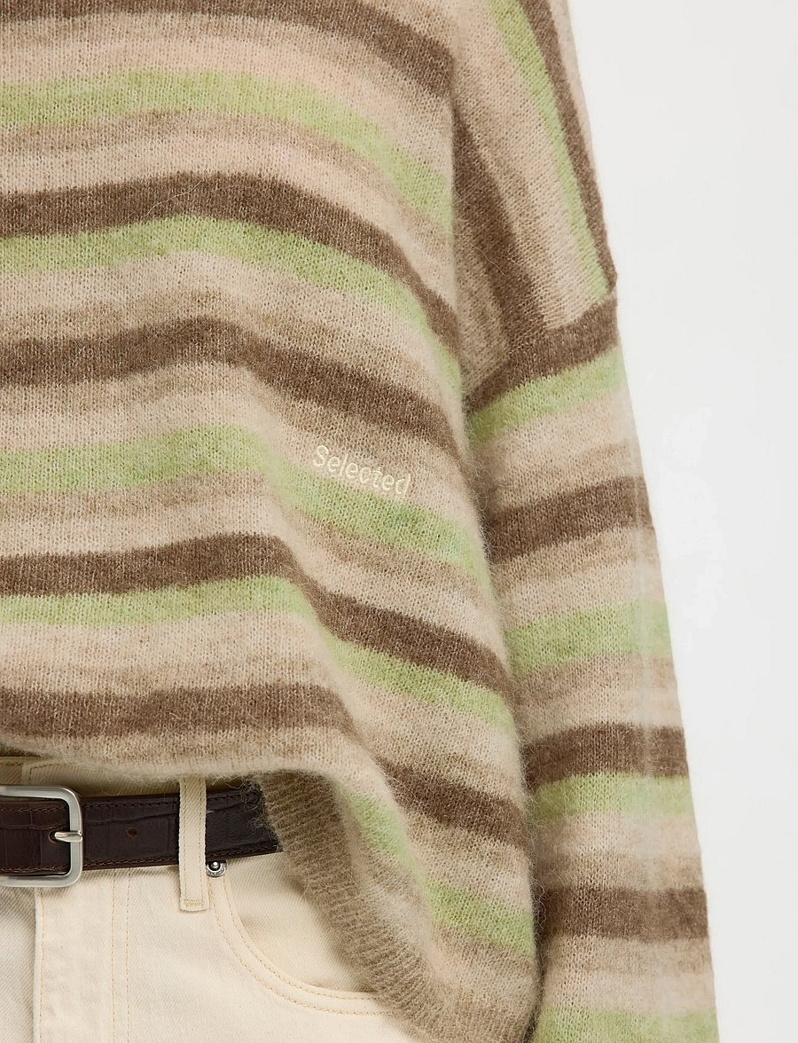 Selected - SLFLULU LS KNIT BUTTON O-NECK - megztiniai - pure cashmere - 5
