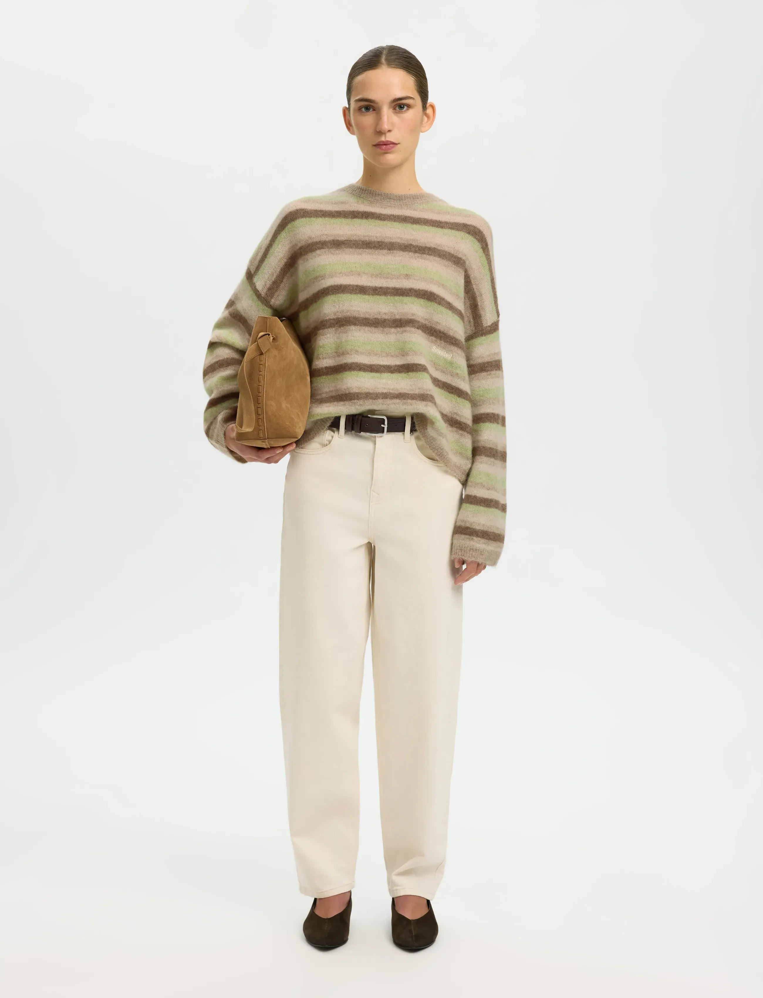 SELECTED Slflulu Ls Knit Button O-Neck stickade tröjor dam – bild 5