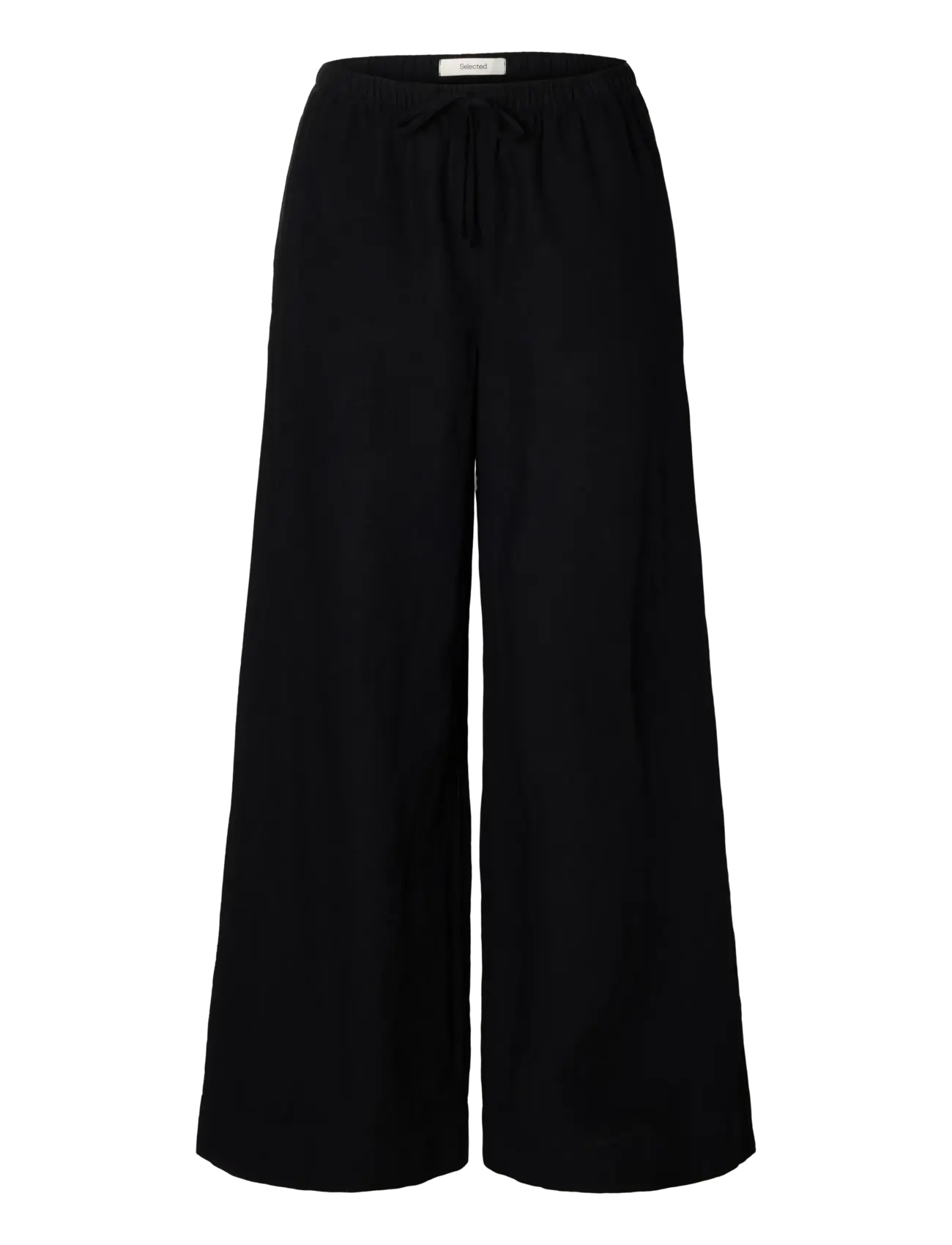 Selected SLWLUISA MW WIDE LINEN BLEND PANT NOOS - Selected - BLACK / black