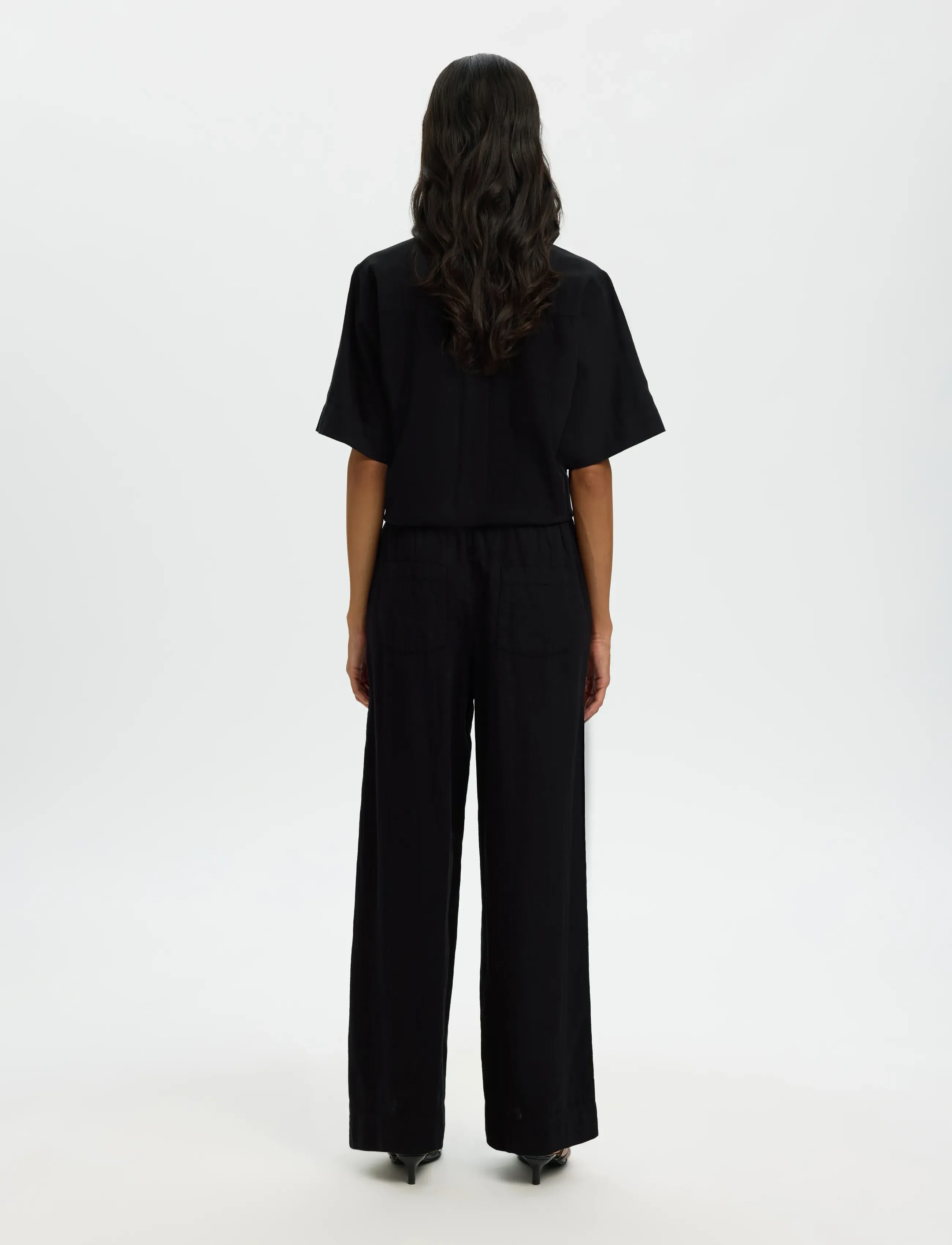 SELECTED Slwluisa Mw Wide Linen Blend Pant Noos linnebyxor dam – bild 2