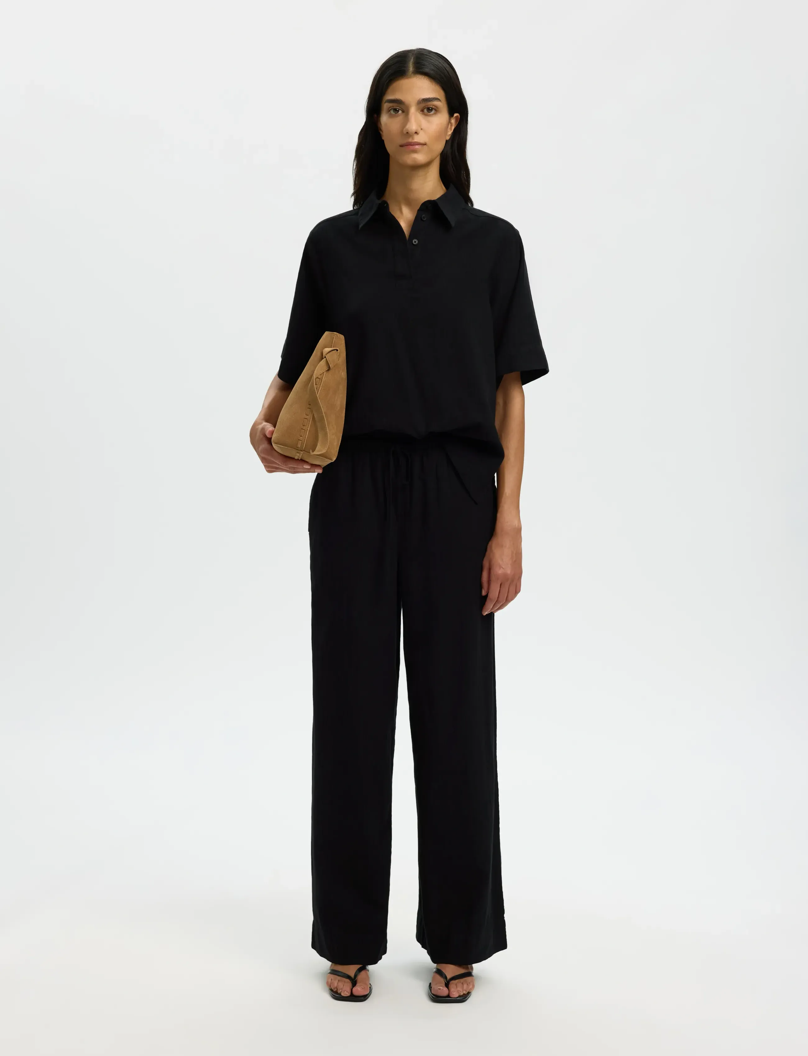 SELECTED Slwluisa Mw Wide Linen Blend Pant Noos linnebyxor dam – bild 5