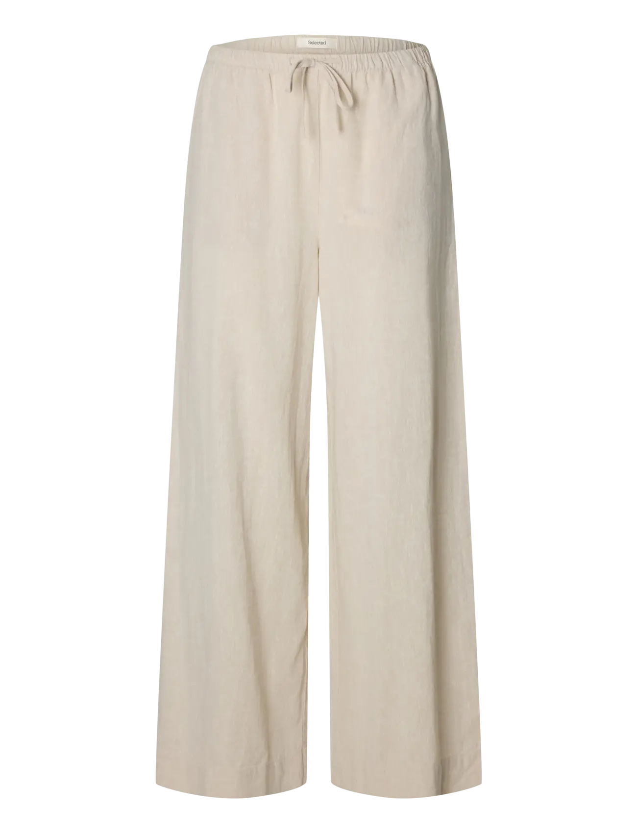 Selected SLWLUISA MW WIDE LINEN BLEND PANT NOOS - Selected - SANDSHELL / beige