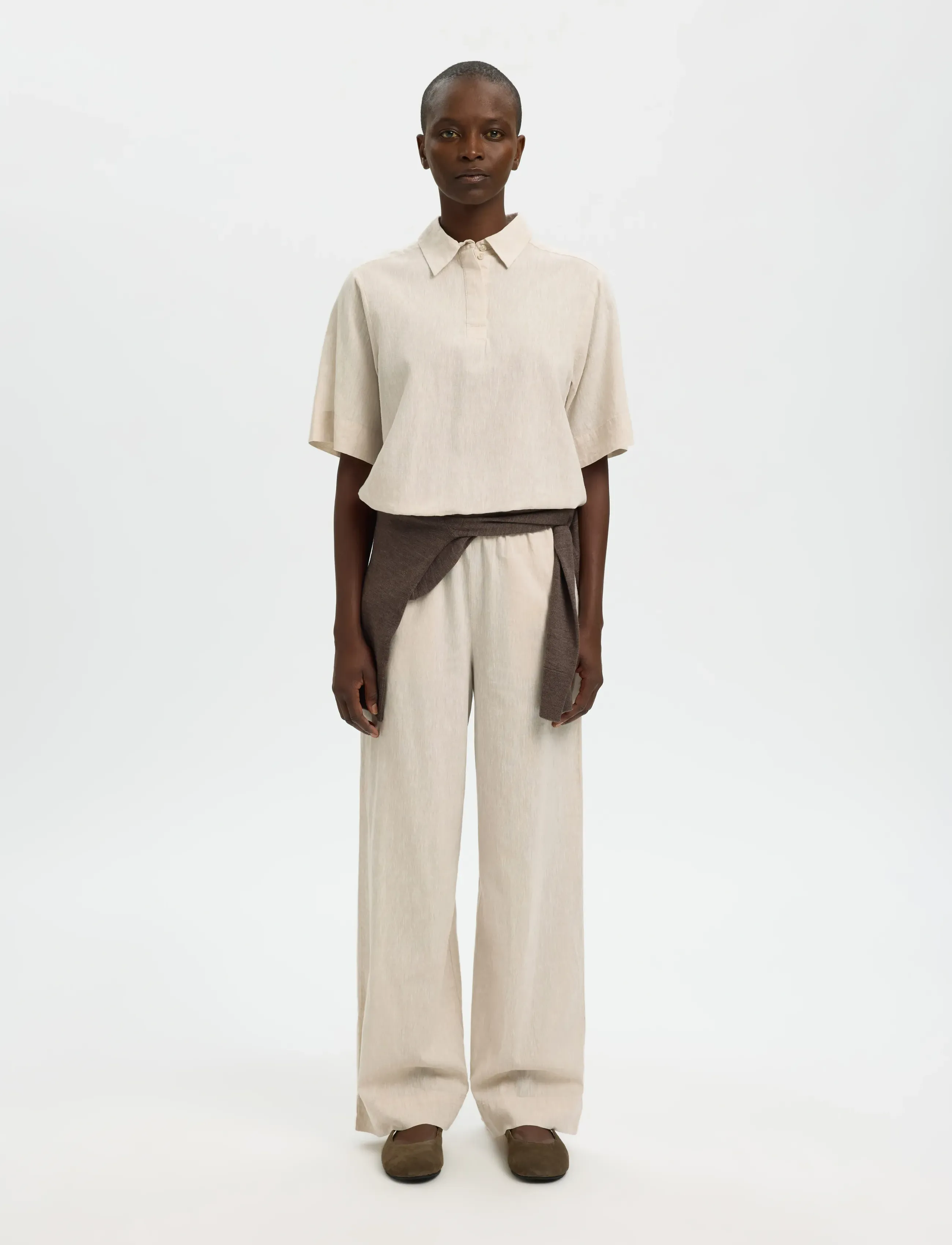 SELECTED Slwluisa Mw Wide Linen Blend Pant Noos linnebyxor dam – bild 5