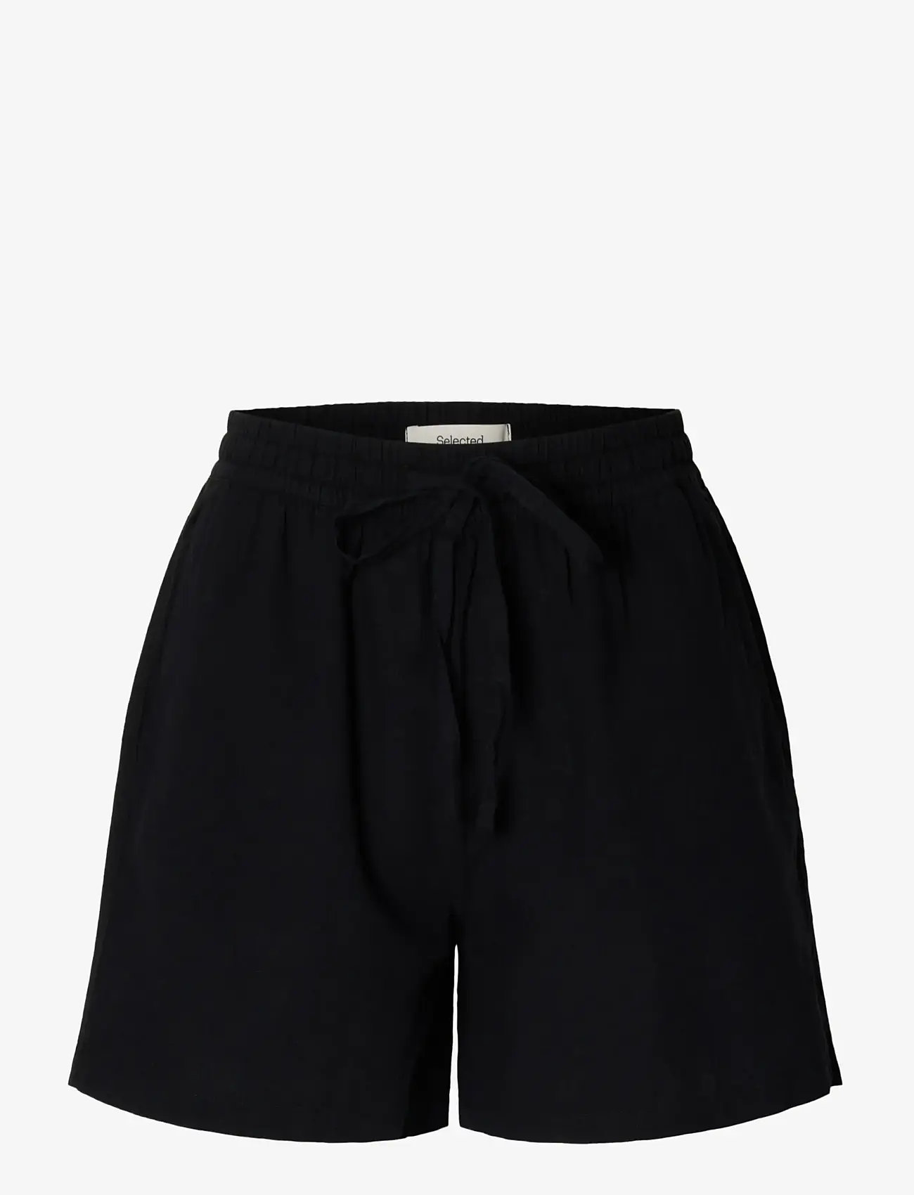 Selected - SLWLUISA-LINNIE LINEN BLEND SHORTS NOOS - leinen-shorts - black - 1