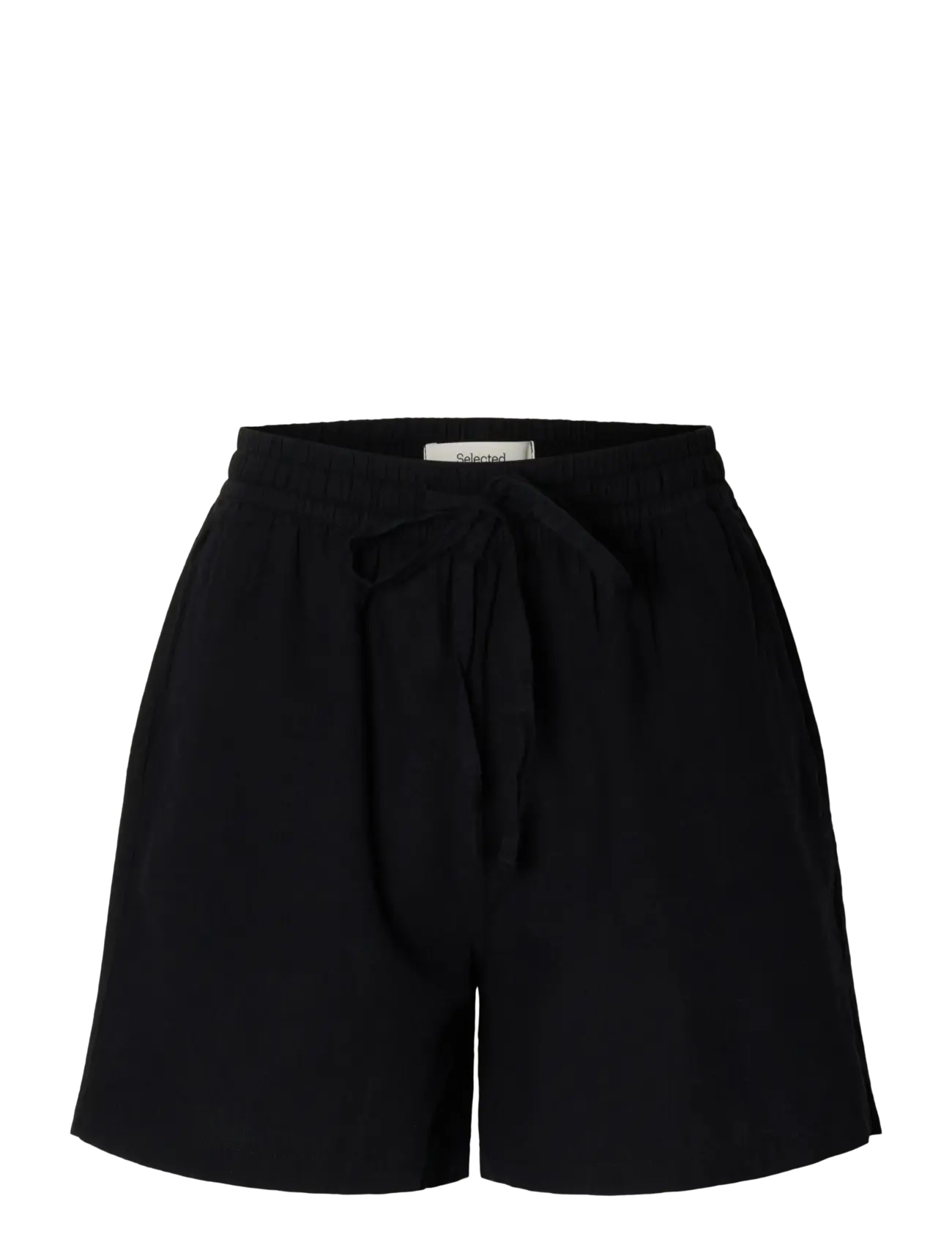 Selected SLWLUISA-LINNIE LINEN BLEND SHORTS NOOS - Leinen-Shorts - BLACK / black