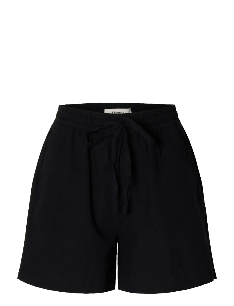 Selected - SLWLUISA-LINNIE LINEN BLEND SHORTS NOOS - leinen-shorts - black - 1