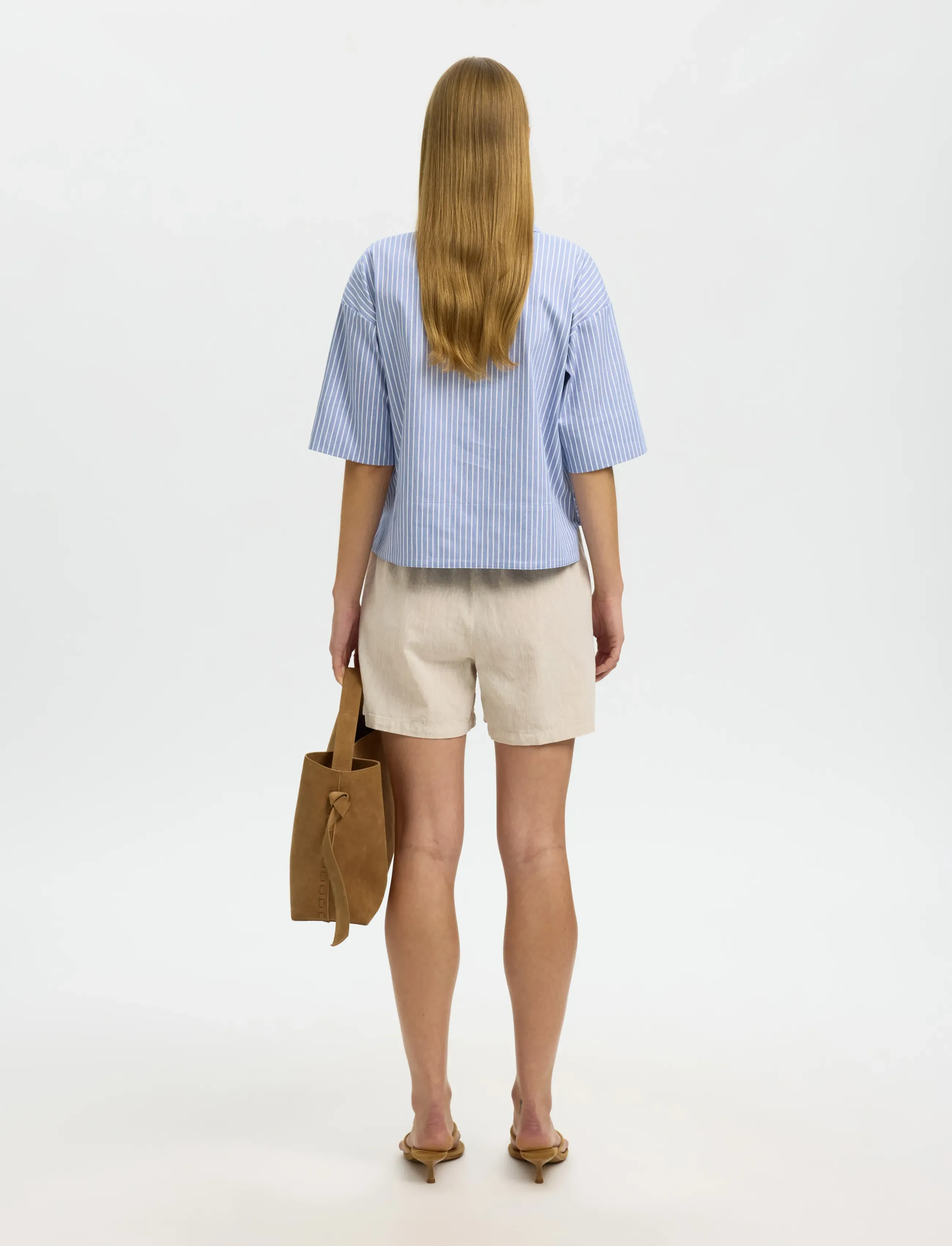 Selected - SLWLUISA-LINNIE LINEN BLEND SHORTS NOOS - hørshorts - sandshell - 2