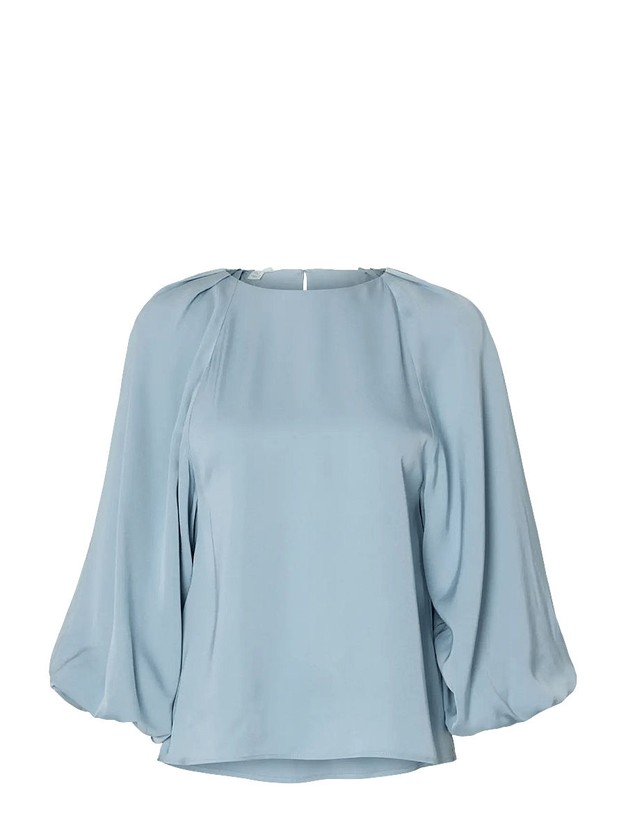 Selected - SLFLAURINA 3/4 TOP NOOS - langærmede bluser - dusty blue - 1