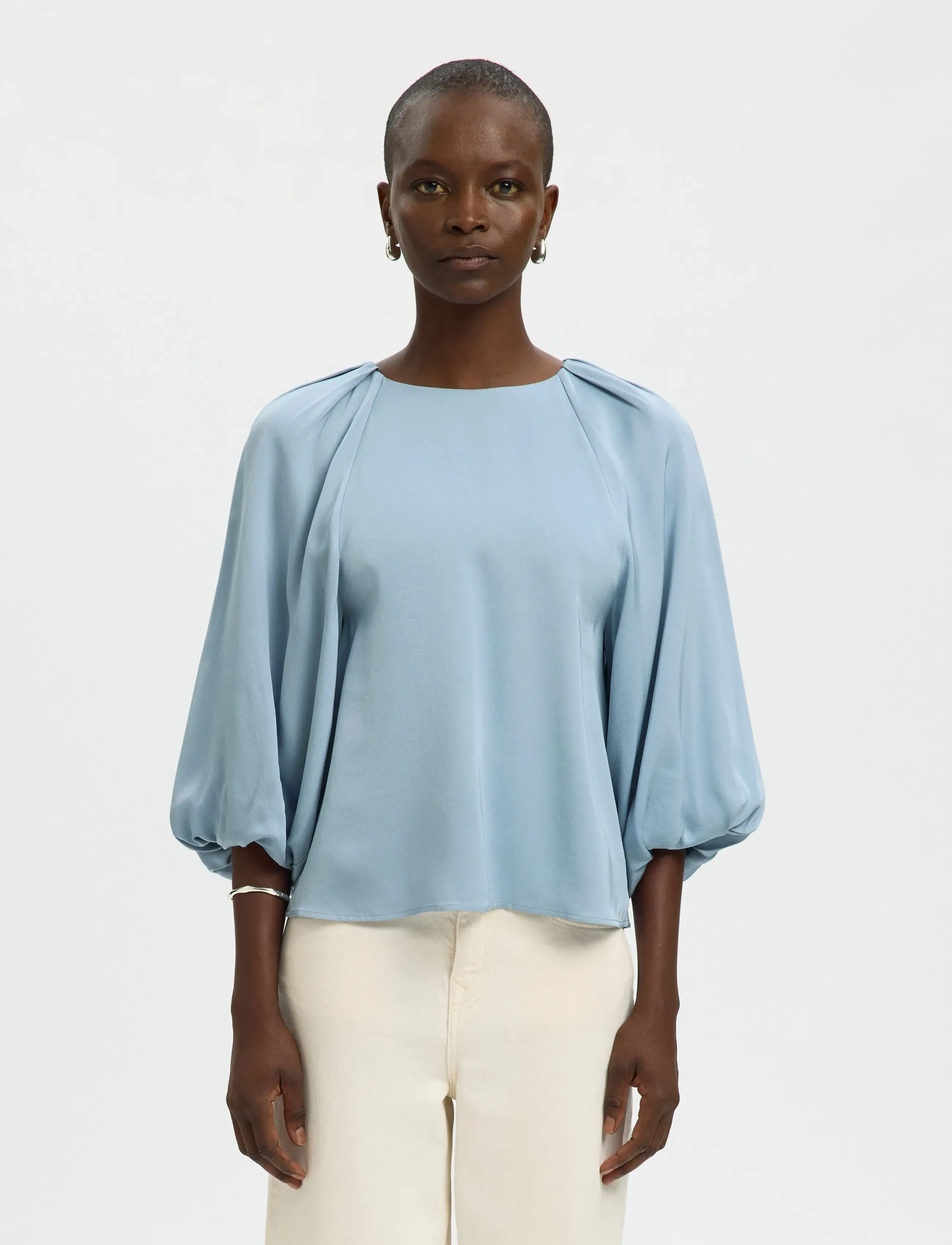 Selected SLFLAURINA 3/4 TOP NOOS - Blusen - DUSTY BLUE / blue