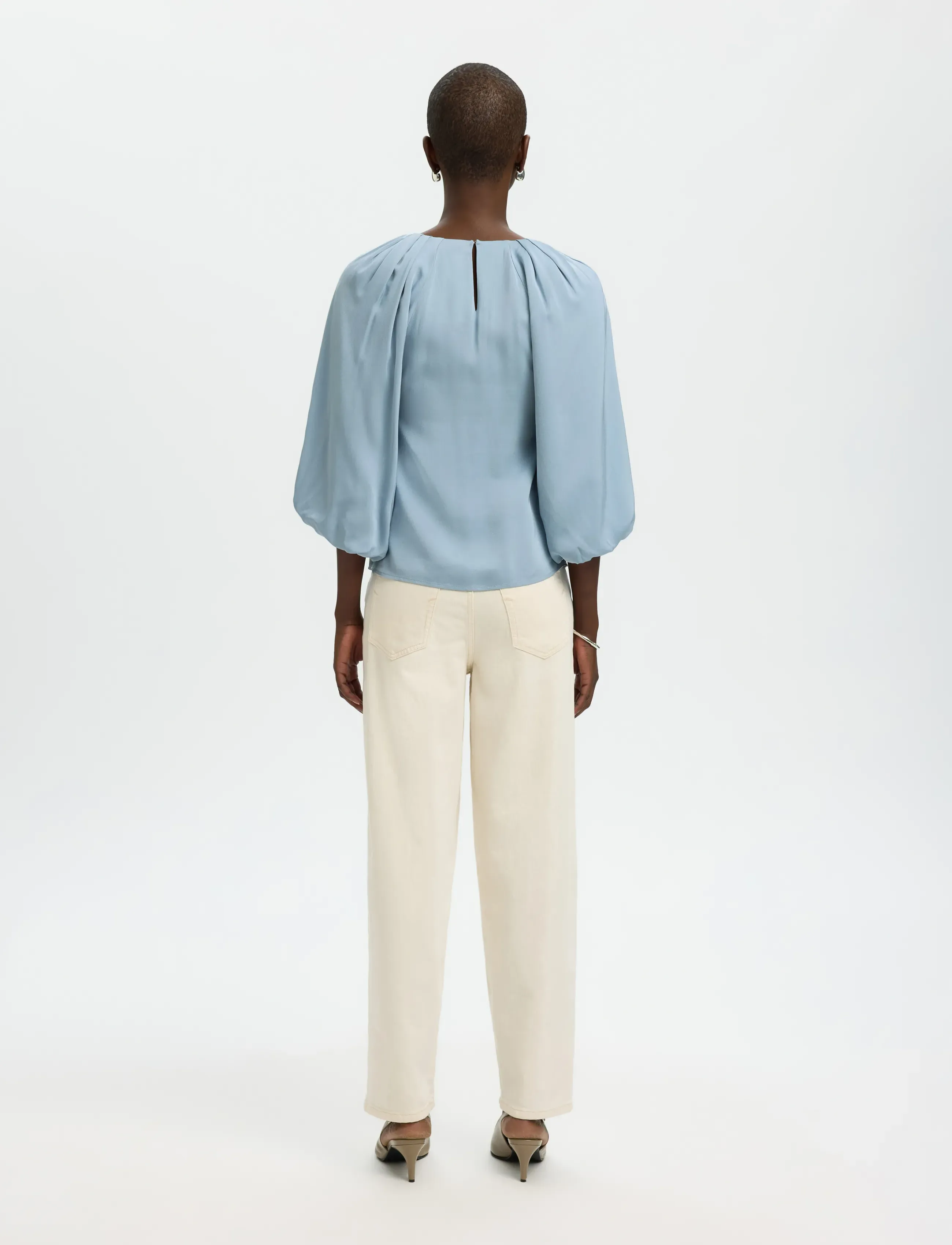 Selected - SLFLAURINA 3/4 TOP NOOS - langærmede bluser - dusty blue - 2