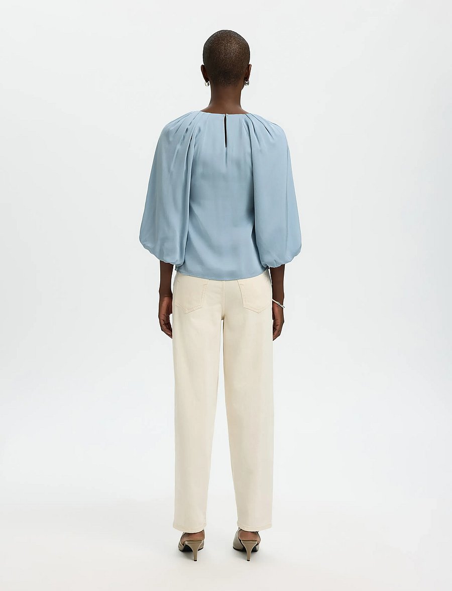 Selected - SLFLAURINA 3/4 TOP NOOS - langærmede bluser - dusty blue - 2