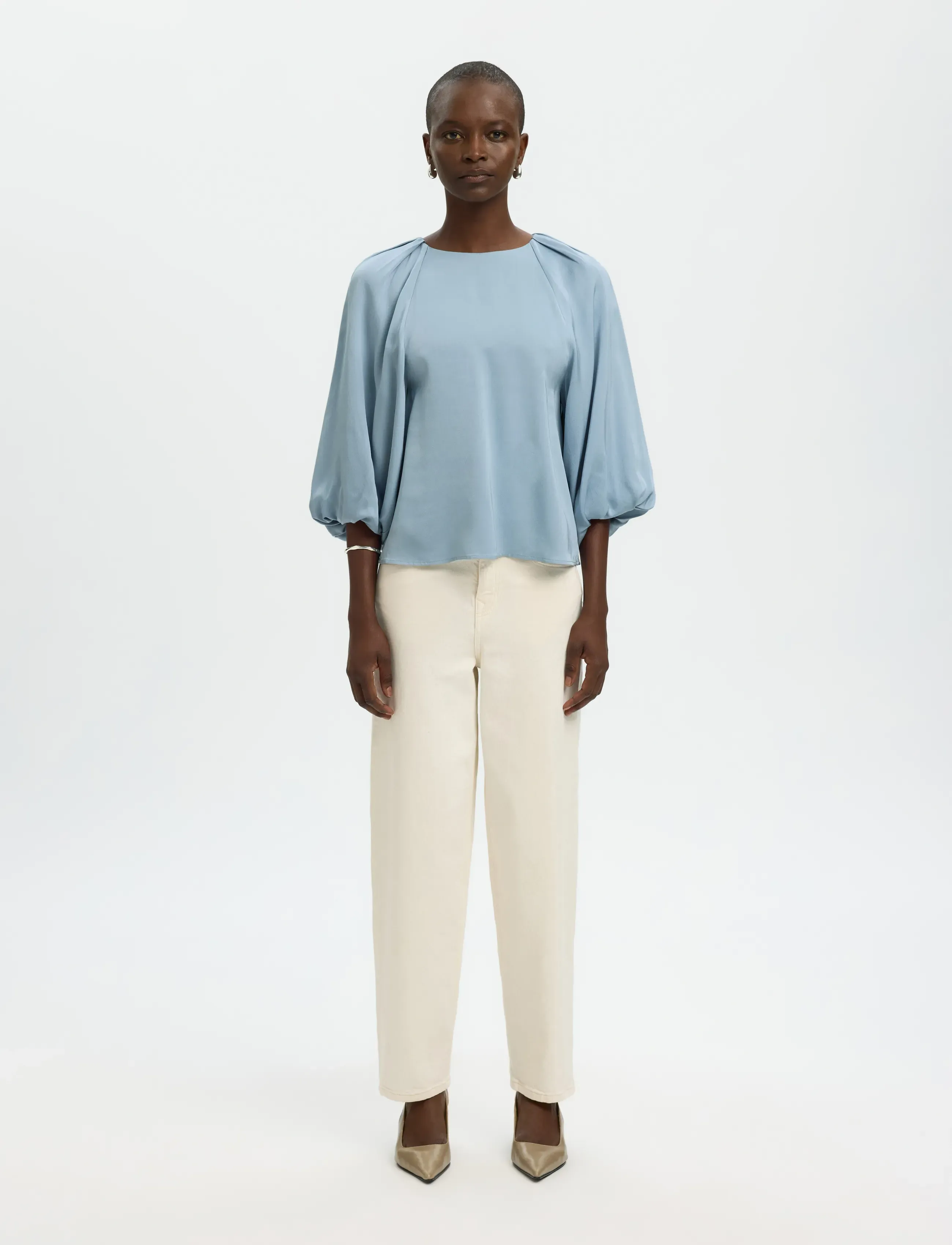 Selected - SLFLAURINA 3/4 TOP NOOS - langærmede bluser - dusty blue - 3