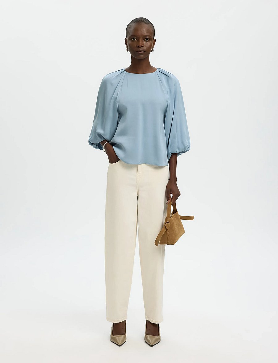 Selected - SLFLAURINA 3/4 TOP NOOS - langærmede bluser - dusty blue - 4