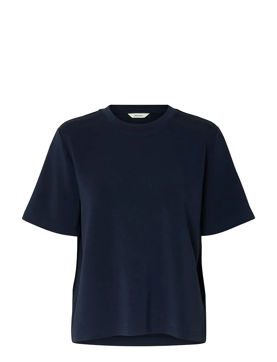 Selected - SLFTENNY SS BOXY O-NECK TEE NOOS - t-särgid - dark sapphire - 0