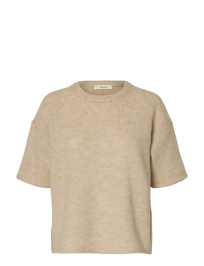 Selected - SLFLULU 2/4 KNIT O-NECK NOOS - pullover - birch - 1