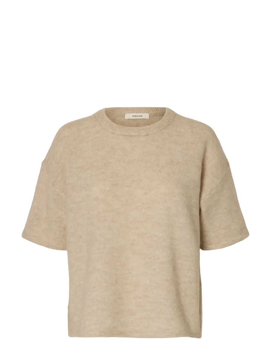 Selected - SLFLULU 2/4 KNIT O-NECK NOOS - pullover - birch - 1