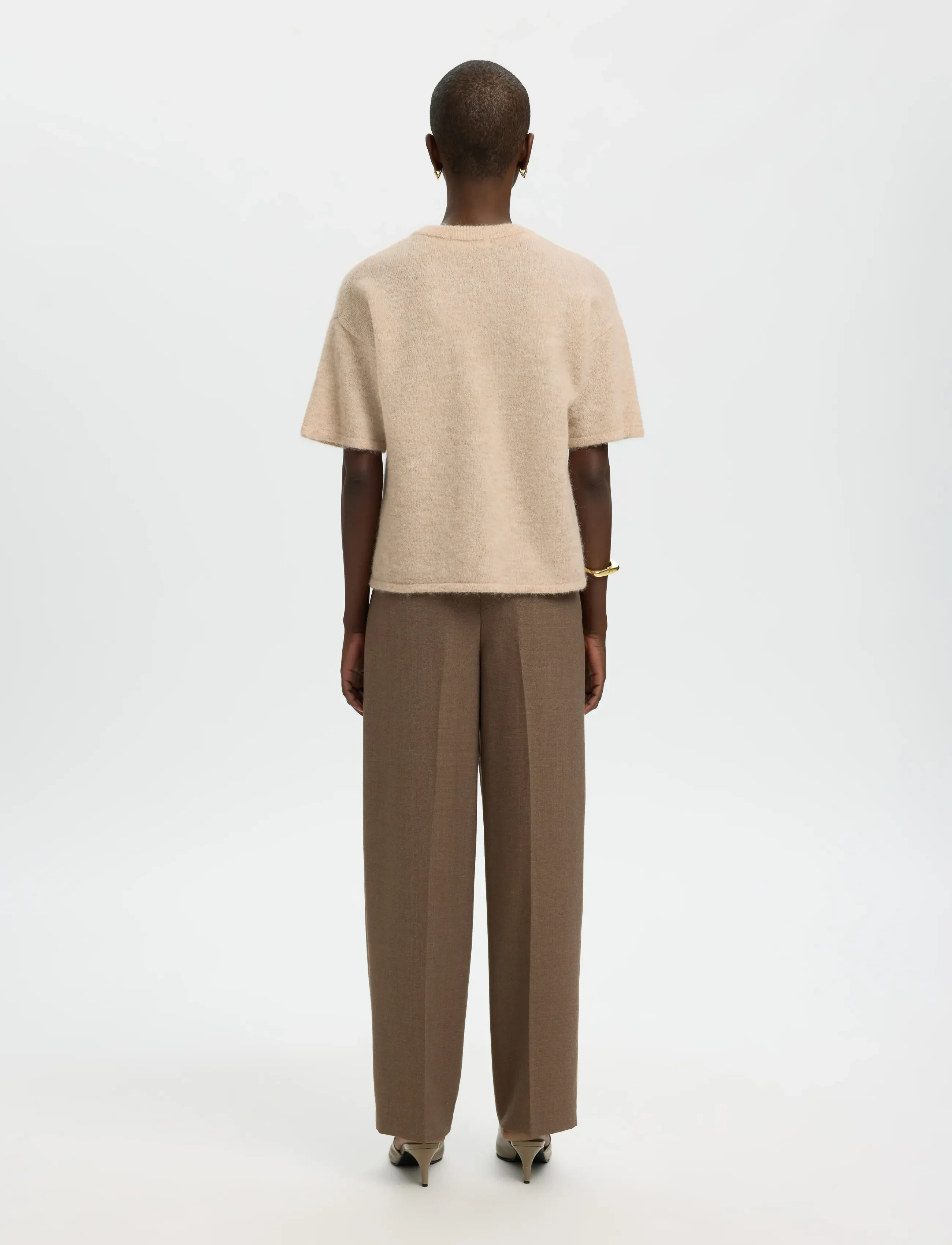 Selected - SLFLULU 2/4 KNIT O-NECK NOOS - pullover - birch - 2