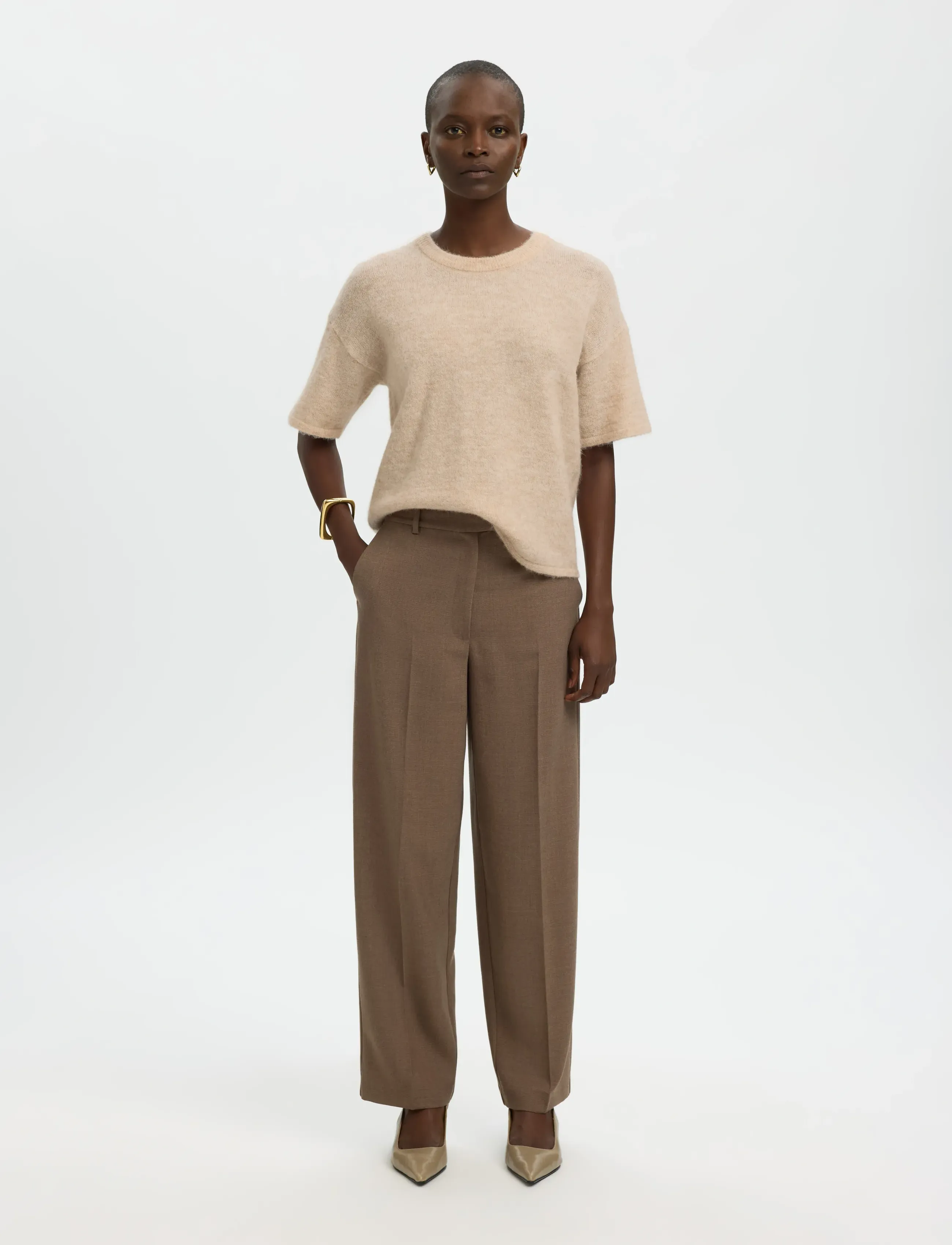 Selected - SLFLULU 2/4 KNIT O-NECK NOOS - pullover - birch - 3